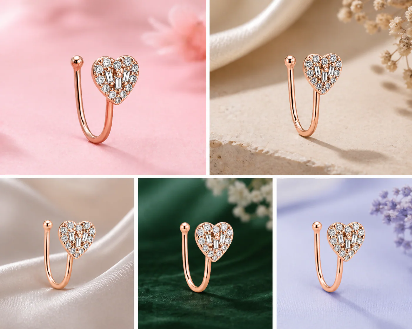 Anti-Tarnish Stylish Heart Shaped Nose Stud for Women and Girls - Rose Gold Finish - Image 5