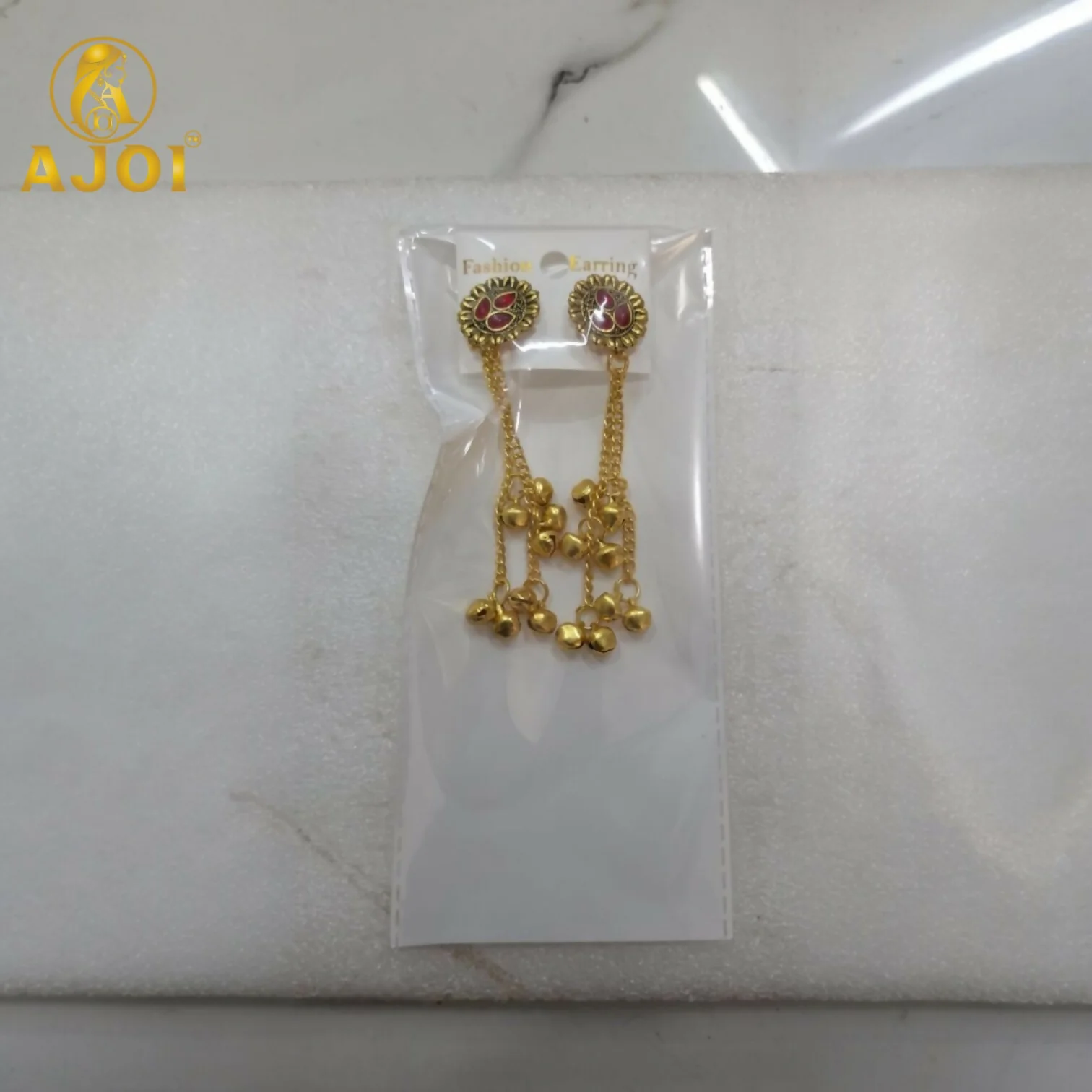 Antique Gold Floral Stud Earrings - Image 5