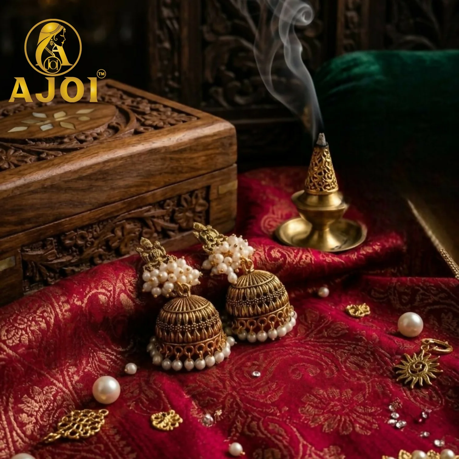 Antique Gold Pearl Jhumka Earrings for Women Traditional Ethnic Jewelry - Image 3