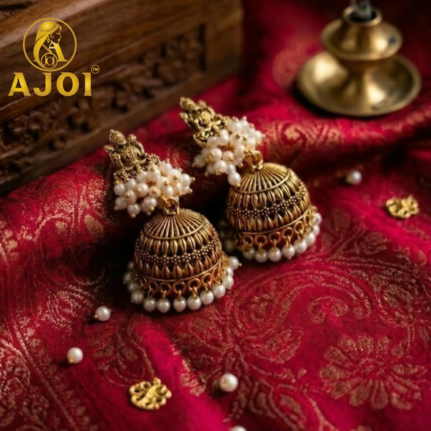 Antique Gold Pearl Jhumka Earrings for Women Traditional Ethnic Jewelry - Image 4