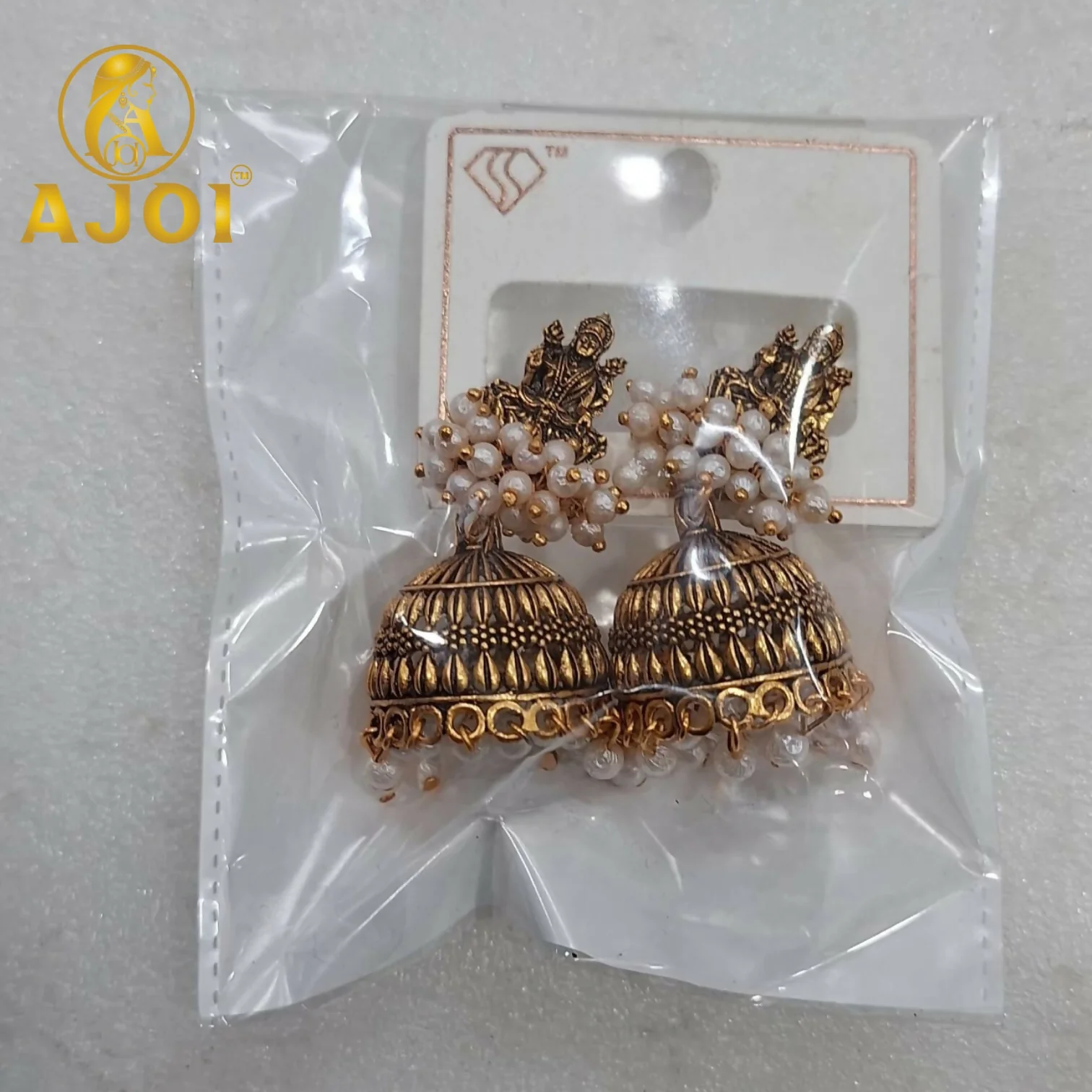 Antique Gold Pearl Jhumka Earrings for Women Traditional Ethnic Jewelry - Image 5