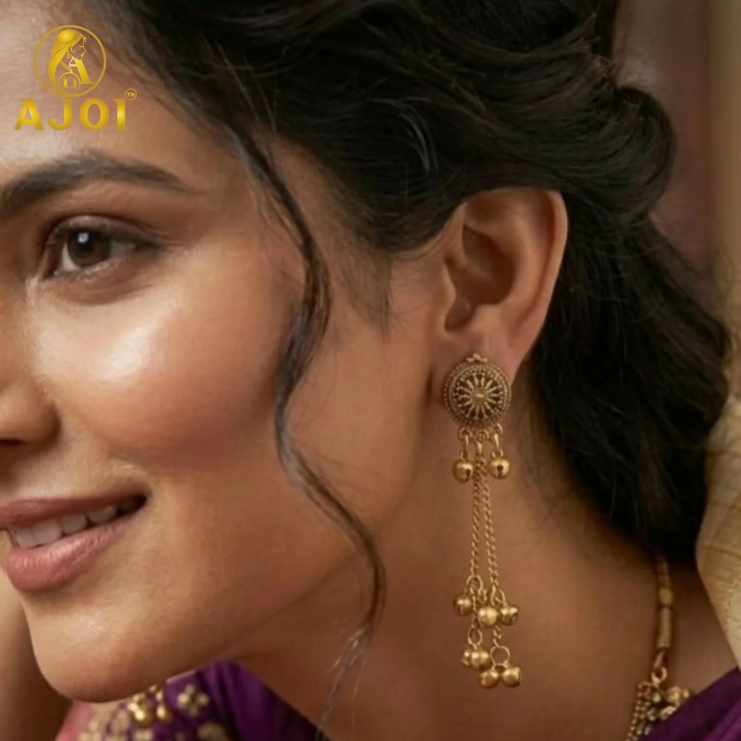 Antique Gold-Plated Traditional Earrings - Image 2
