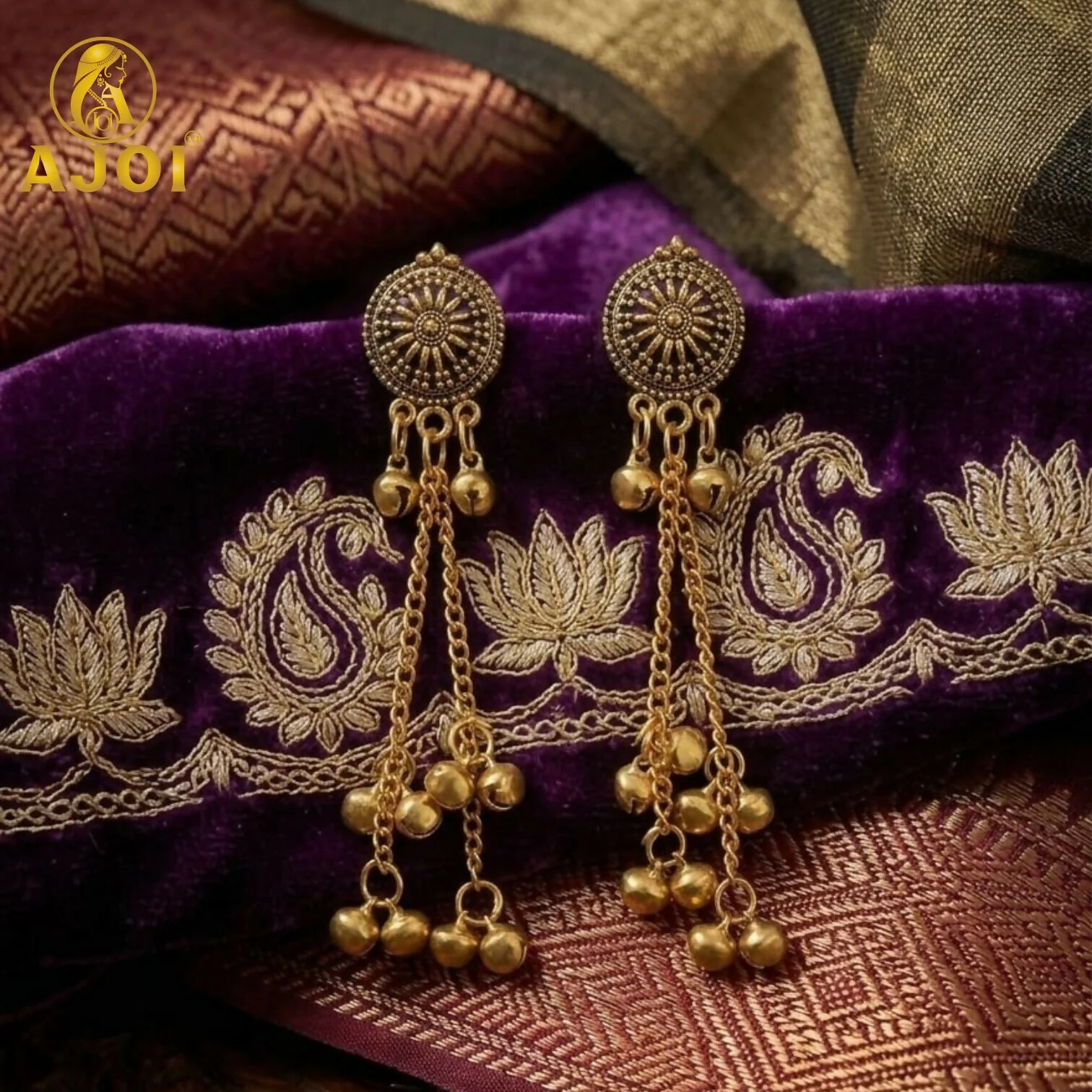 Antique Gold-Plated Traditional Earrings - Image 3