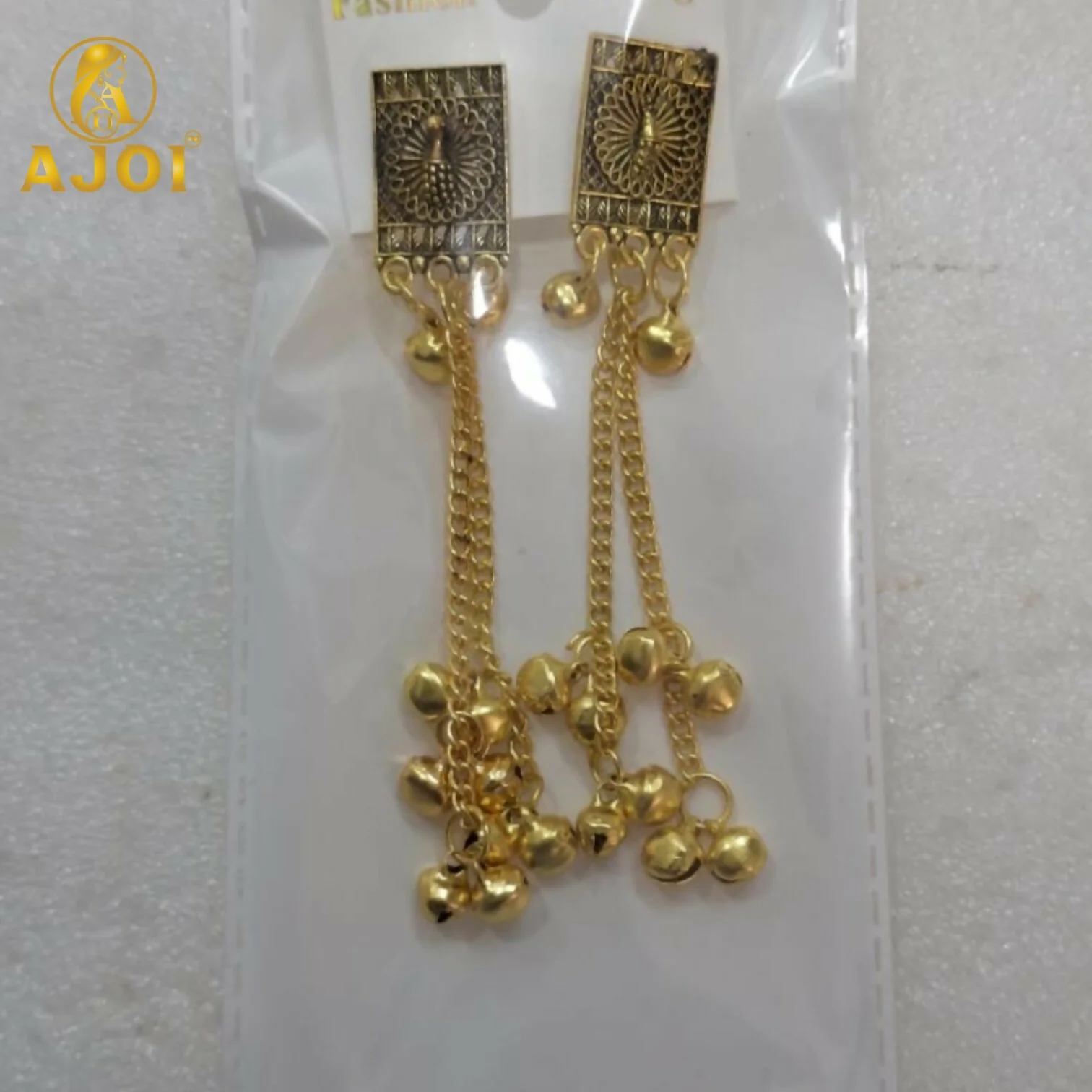Antique Gold Rectangular Drop Earrings - Image 5