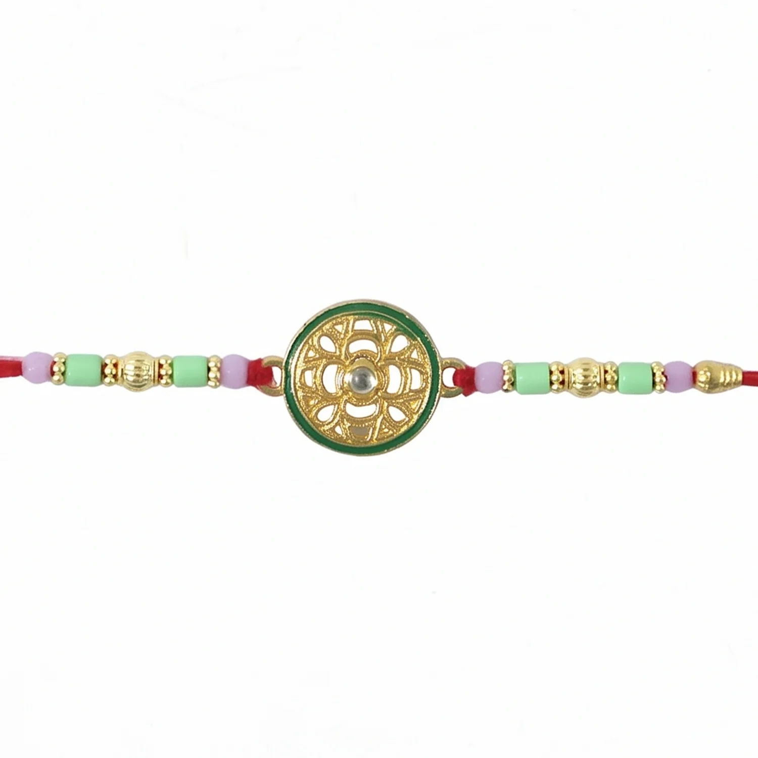 Antique Golden Floral Wheel Designer Rakhi - Image 5