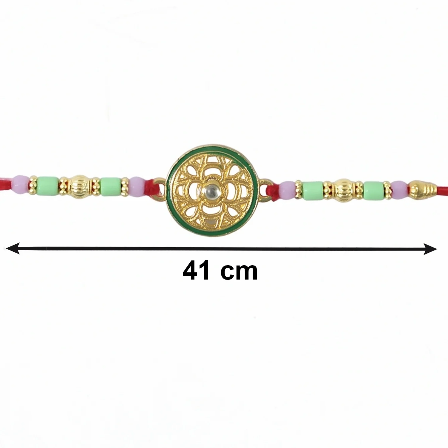 Antique Golden Floral Wheel Designer Rakhi - Image 6