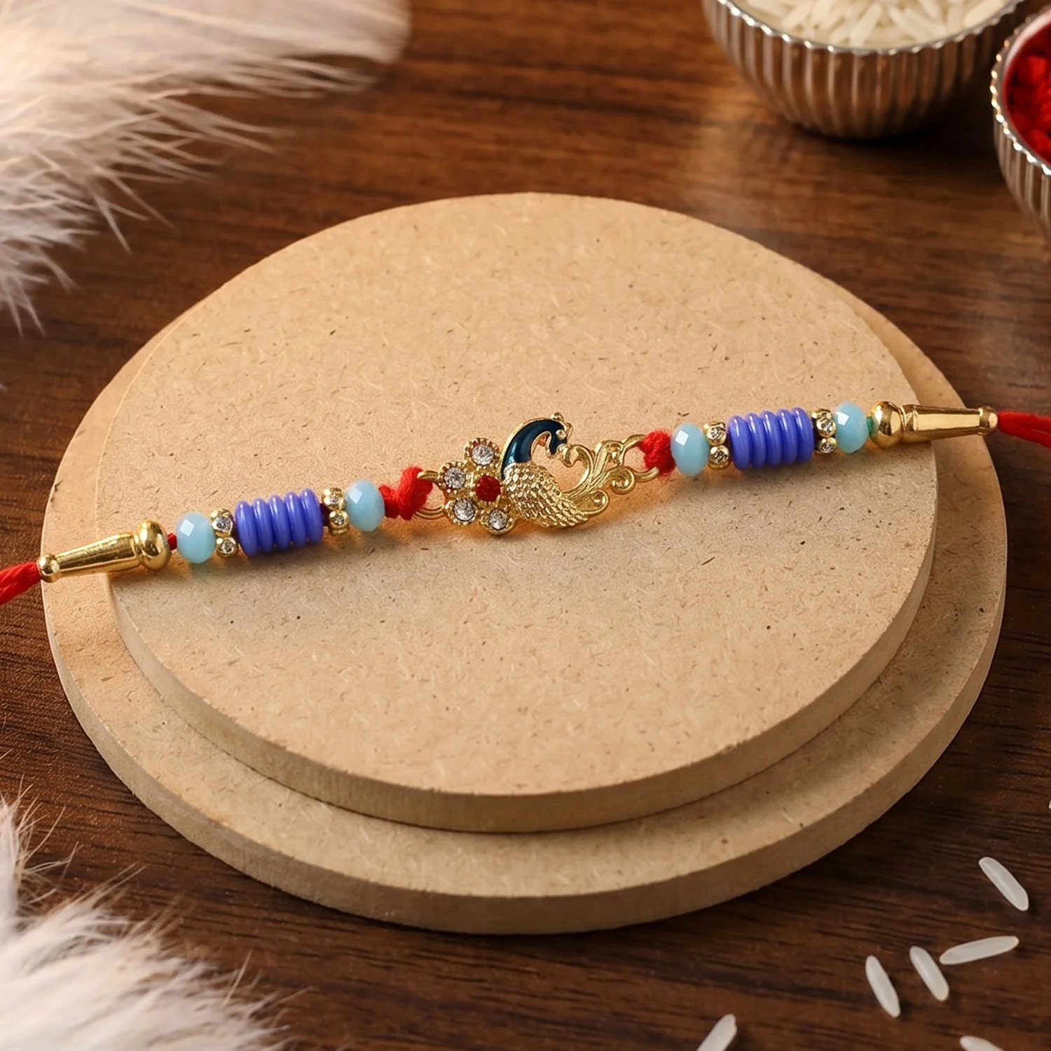 Antique Mini Peacock Designer Rakhi - Image 4