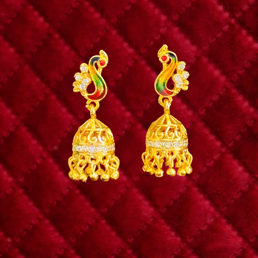 Antique Peacock Pattern Ethnic Earrings - Image 2