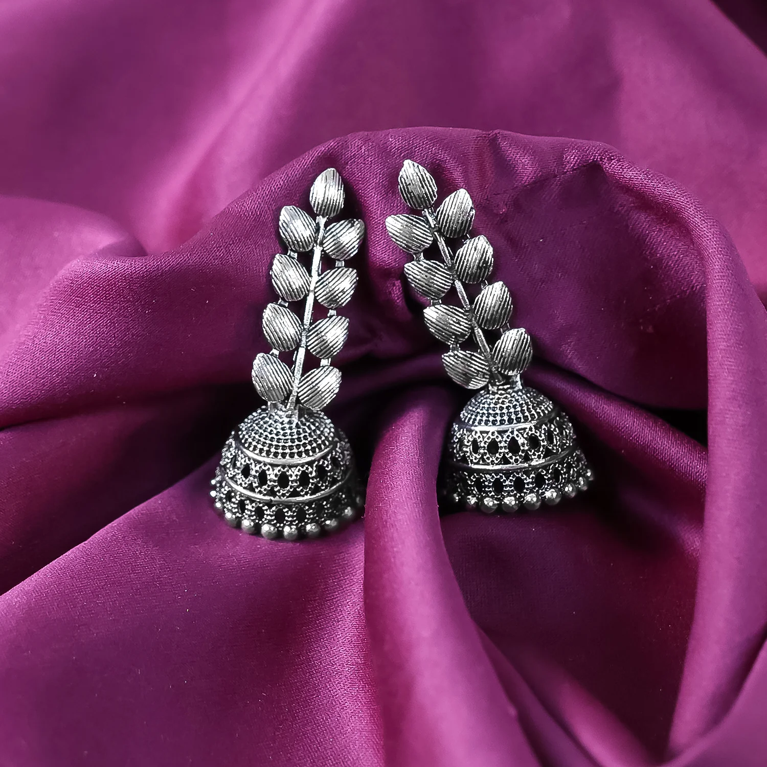 Women's Silver Plated Oxidized Combo Of 3 Jumka Dangled Earring - Image 5