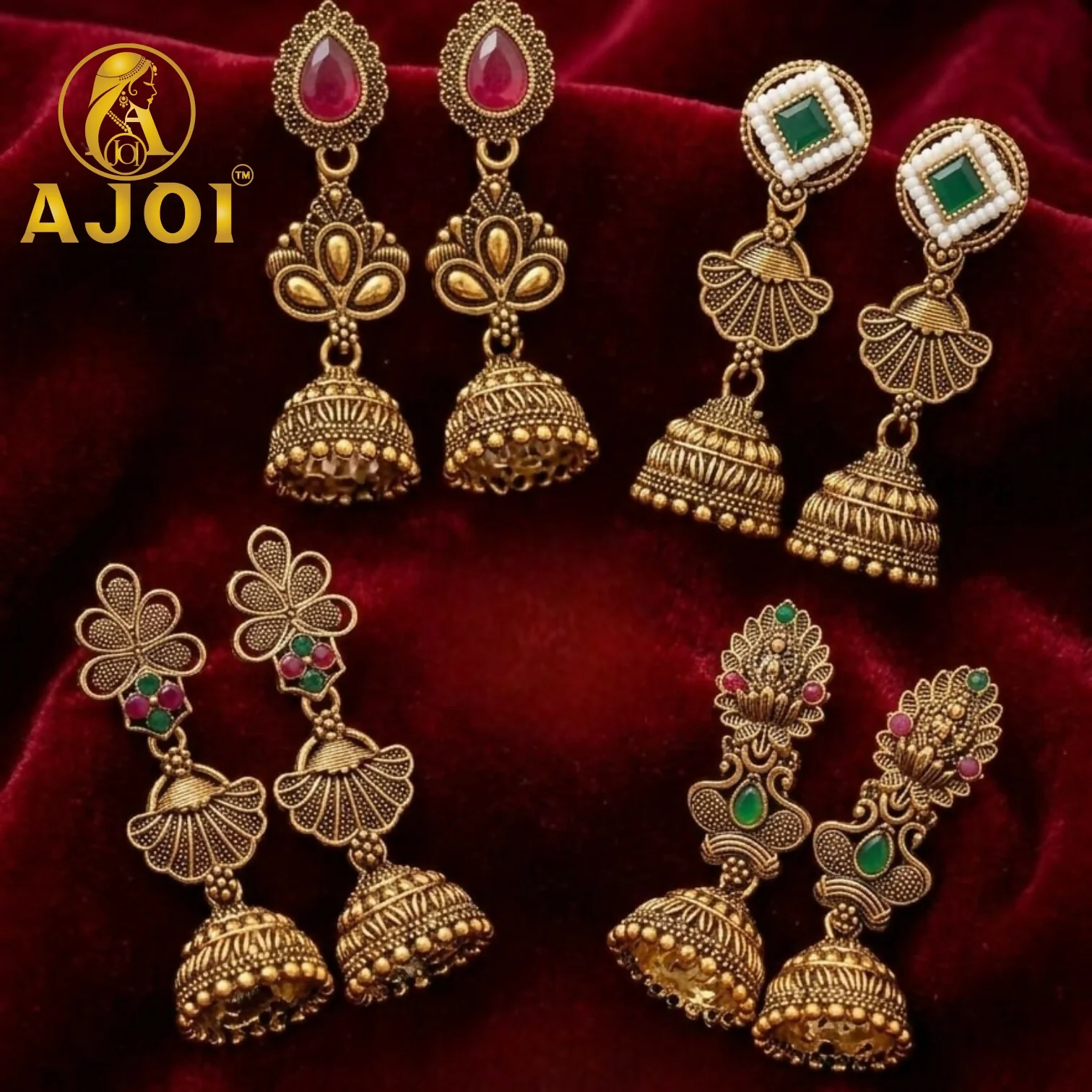 Antique Temple Gold Set of 4 - Image 3