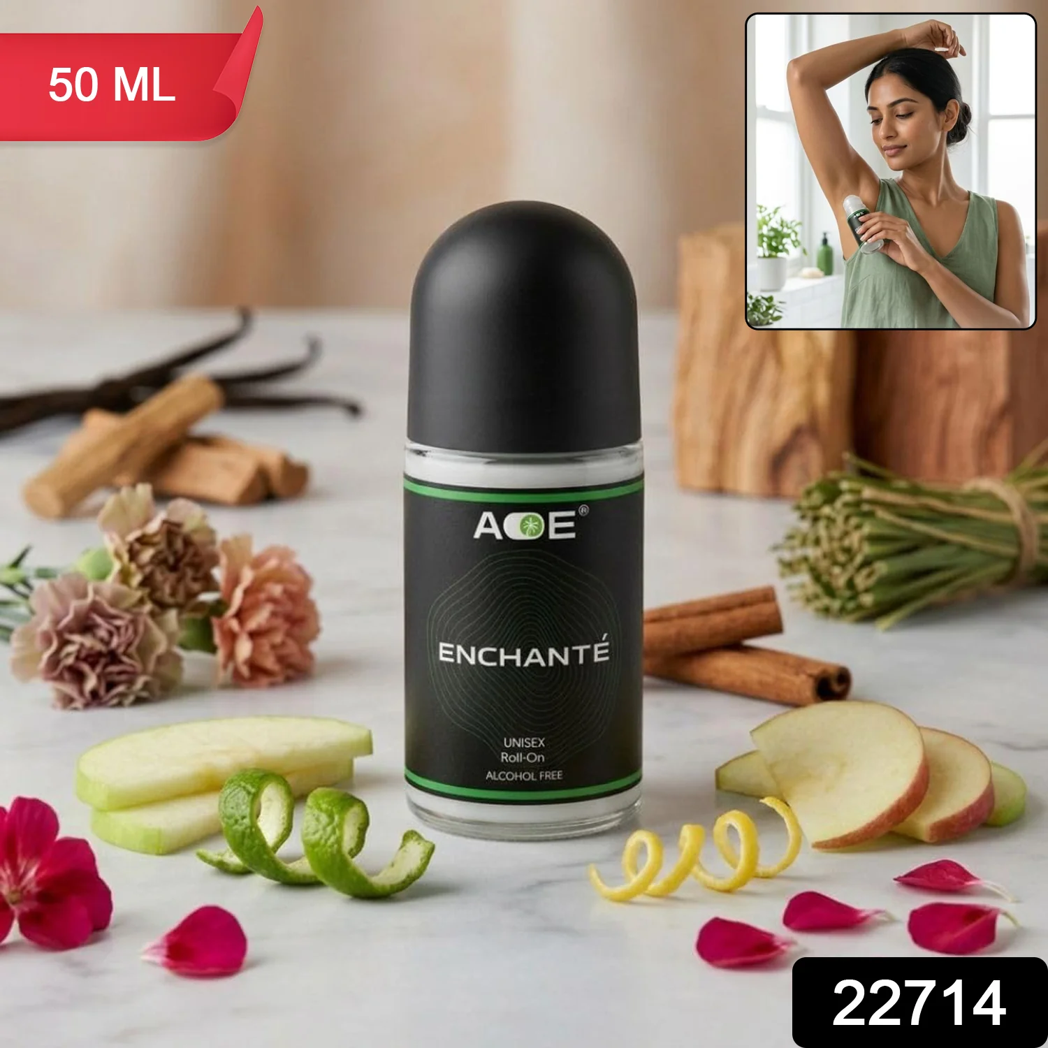AOE Premium Long Lasting Unisex Roll-On Deodorant Body Fragrance (1 Pc, 50 ML / Green) - Image 2