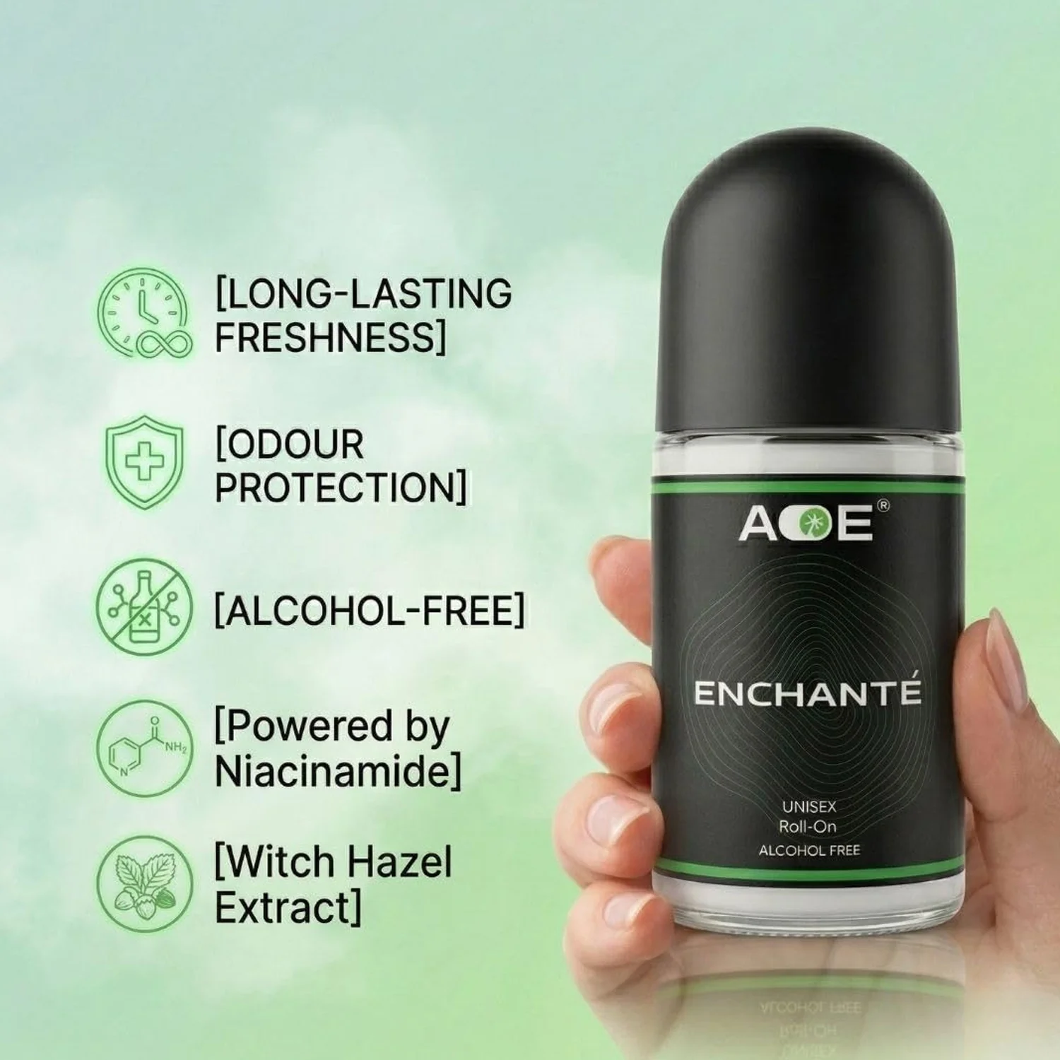 AOE Premium Long Lasting Unisex Roll-On Deodorant Body Fragrance (1 Pc, 50 ML / Green) - Image 8