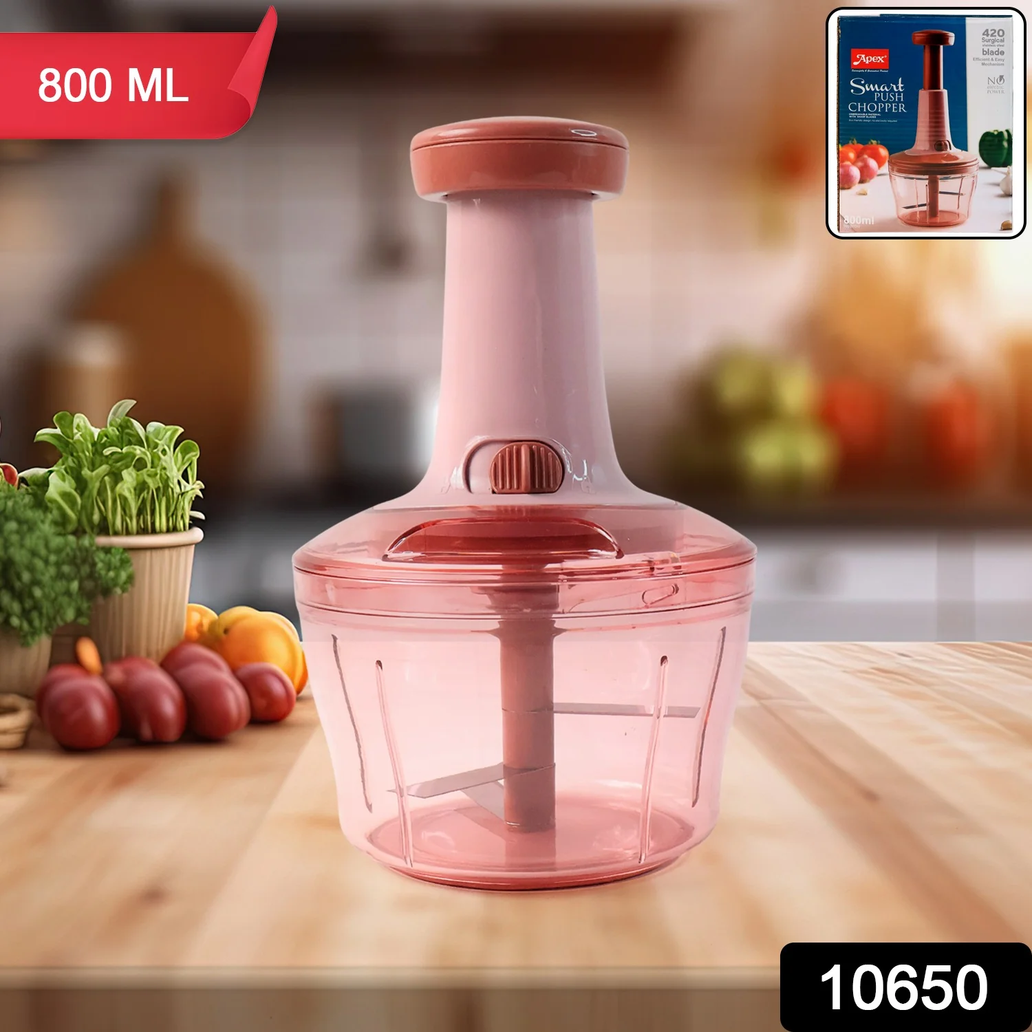 Apex Smart Manual Vegetable & Fruit Chopper with 800 ML Capacity - Image 2
