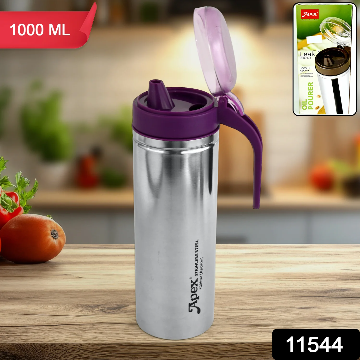 Apex 1000ml Approx. Stainless Steel Oil Pourer (1 Pc) - Image 2