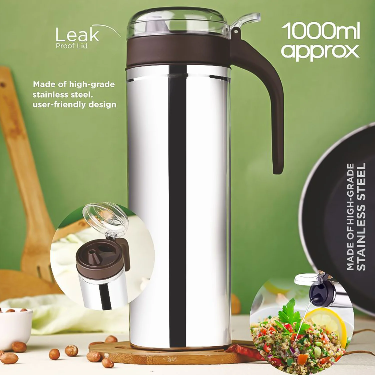 Apex 1000ml Approx. Stainless Steel Oil Pourer (1 Pc) - Image 4