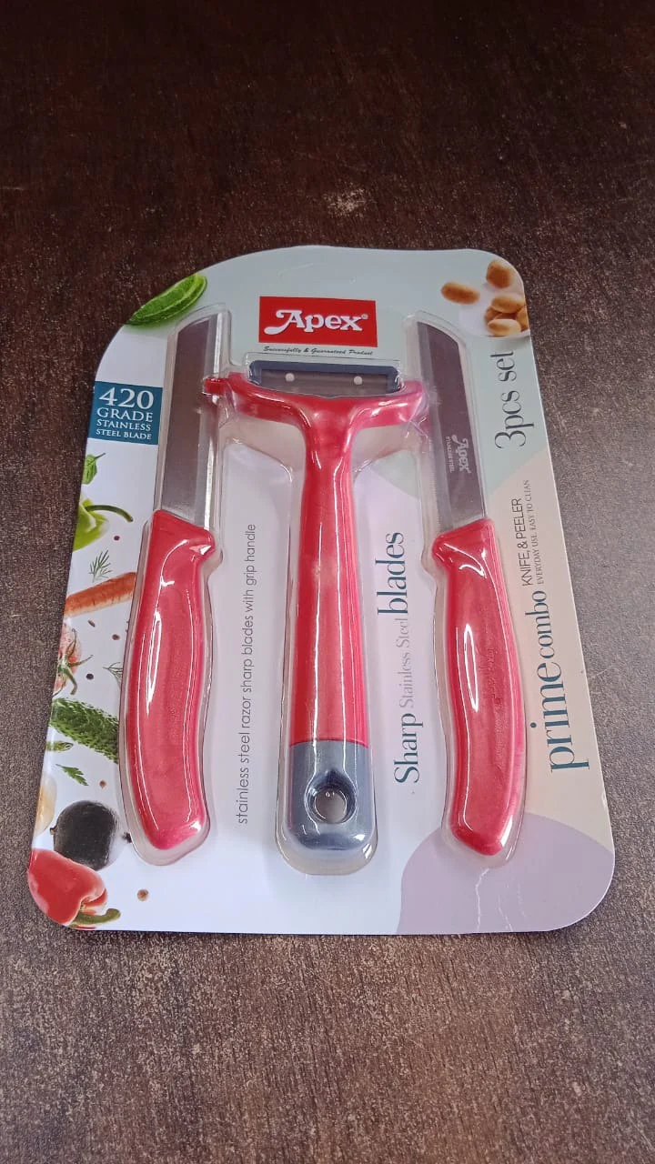 Apex 3-Piece Stainless Steel Kitchen Knife and Peeler Set - Image 9