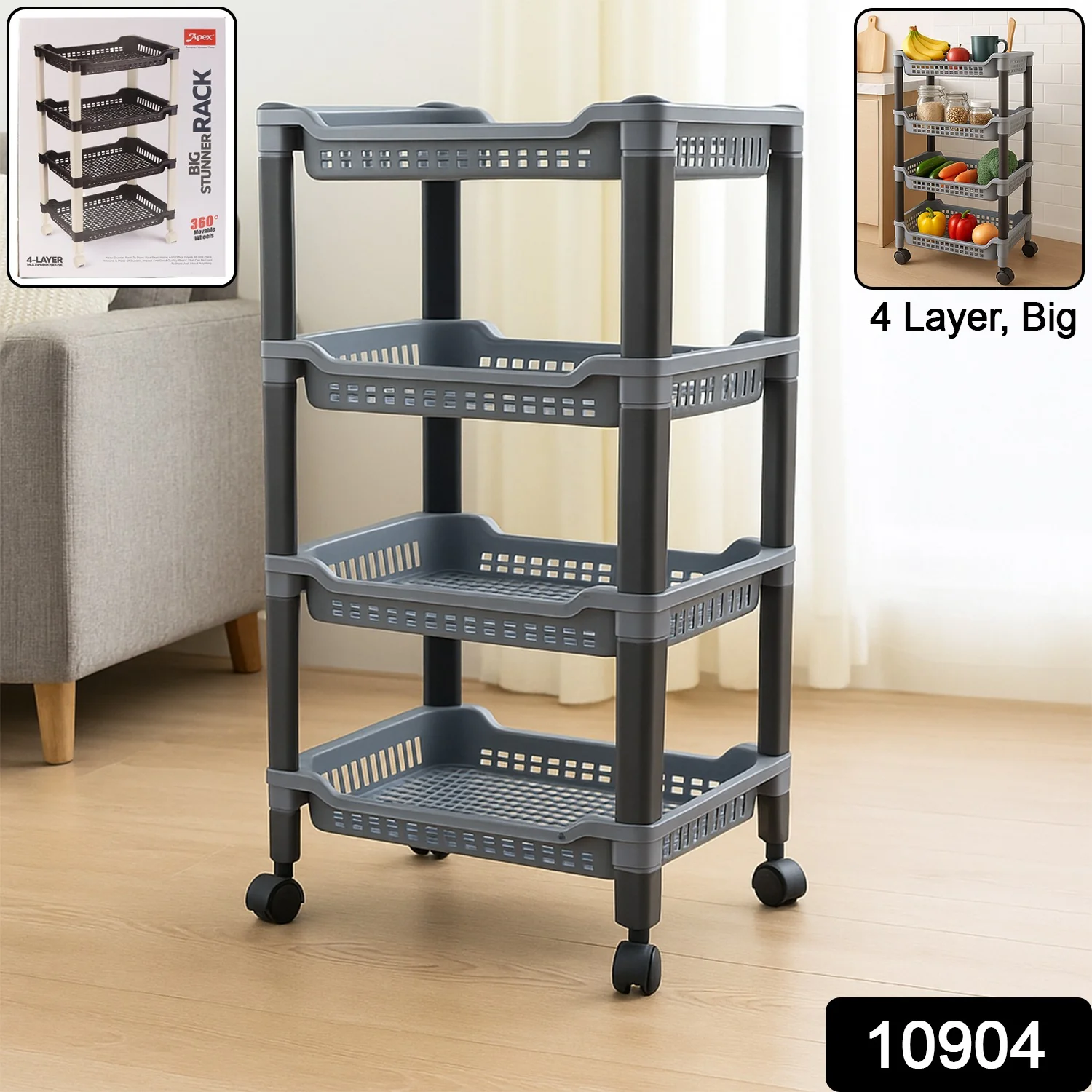 Apex 4-Layer Big Multipurpose Plastic Storage Rack - Image 2