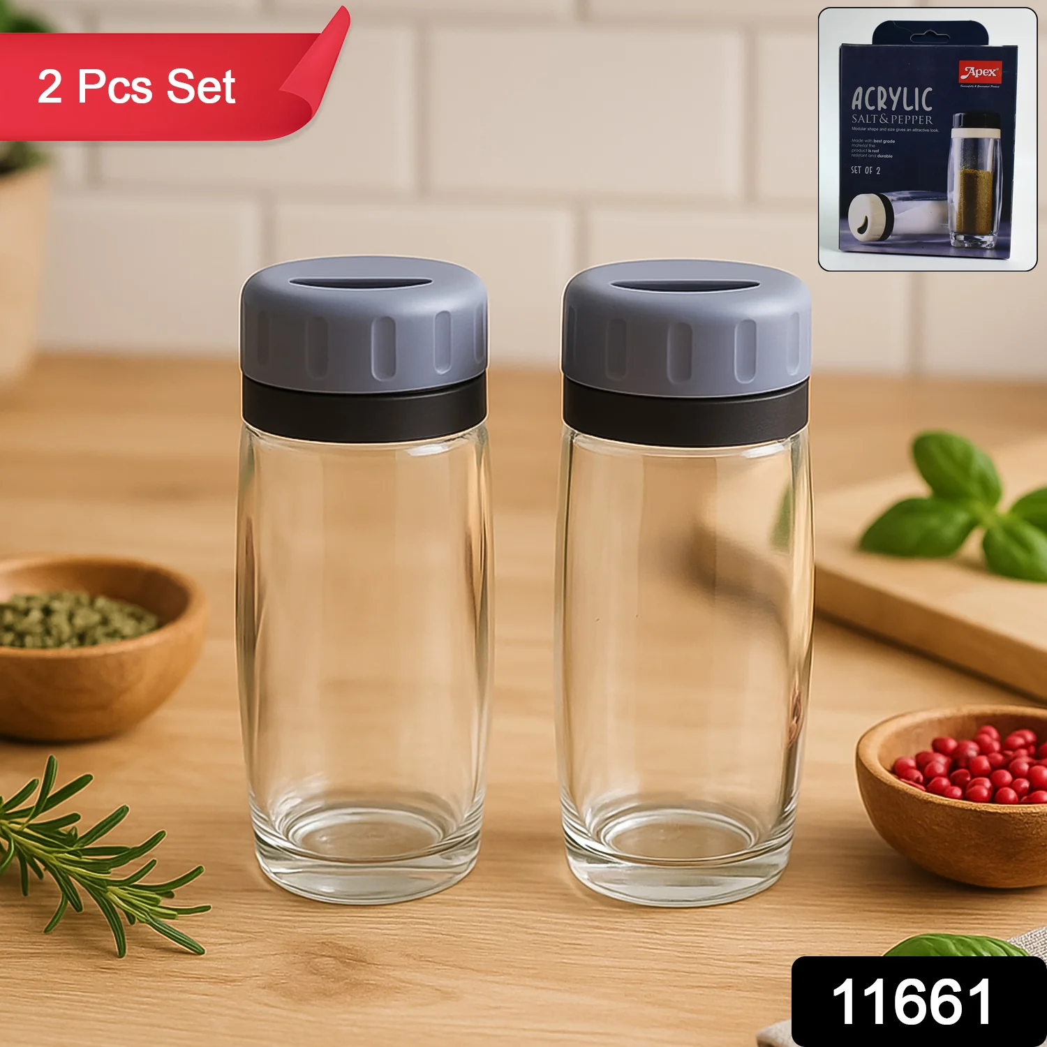 Apex Acrylic Salt and Pepper Shaker Set of 2 - Image 2