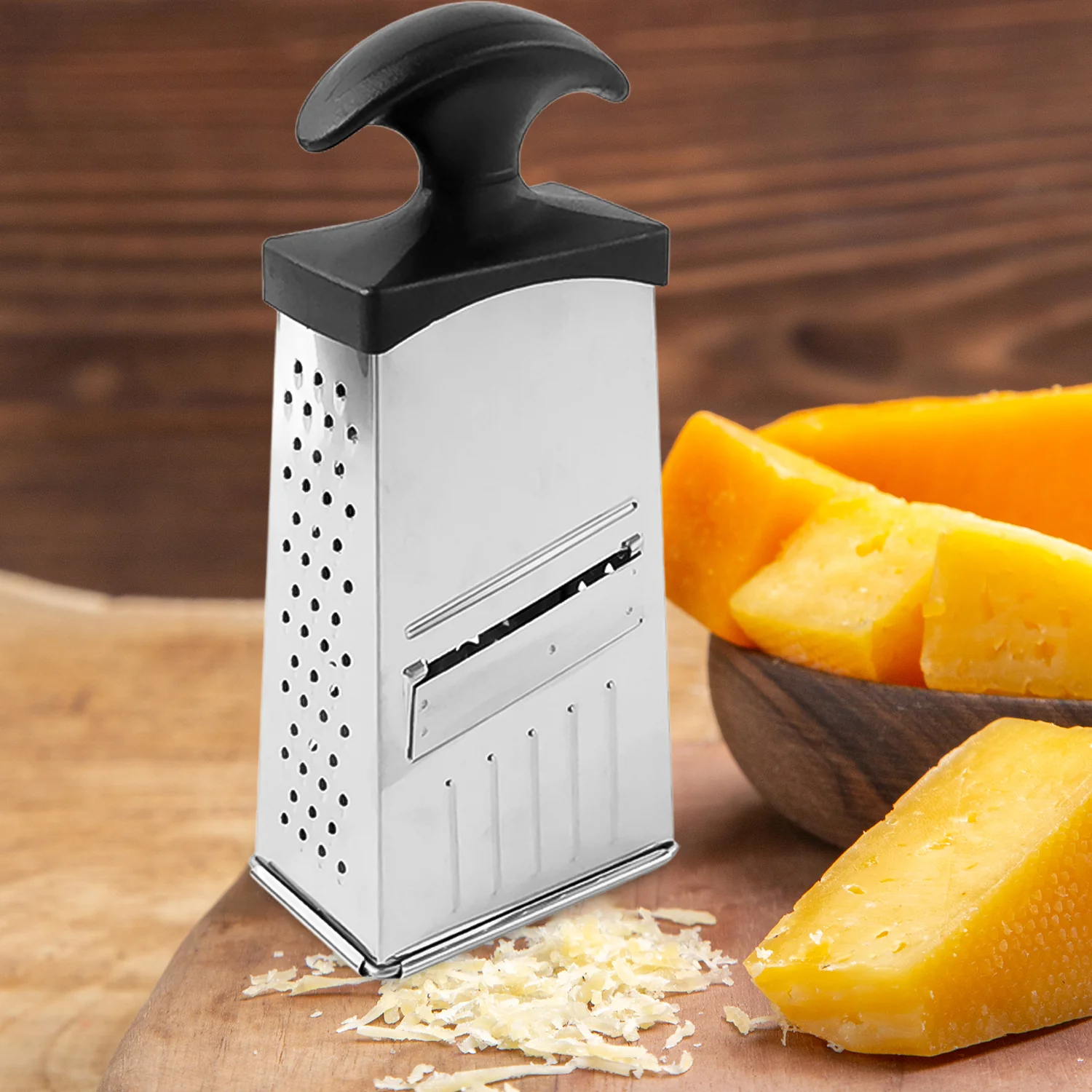 Apex Classic 4-in-1 Stainless Steel Grater & Slicer with Handle - Image 3