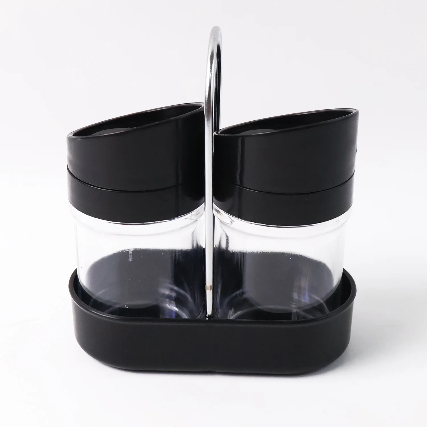 Apex Helix Salt N' Pepper 2-Piece Plastic Jar Set with Stand - Image 5