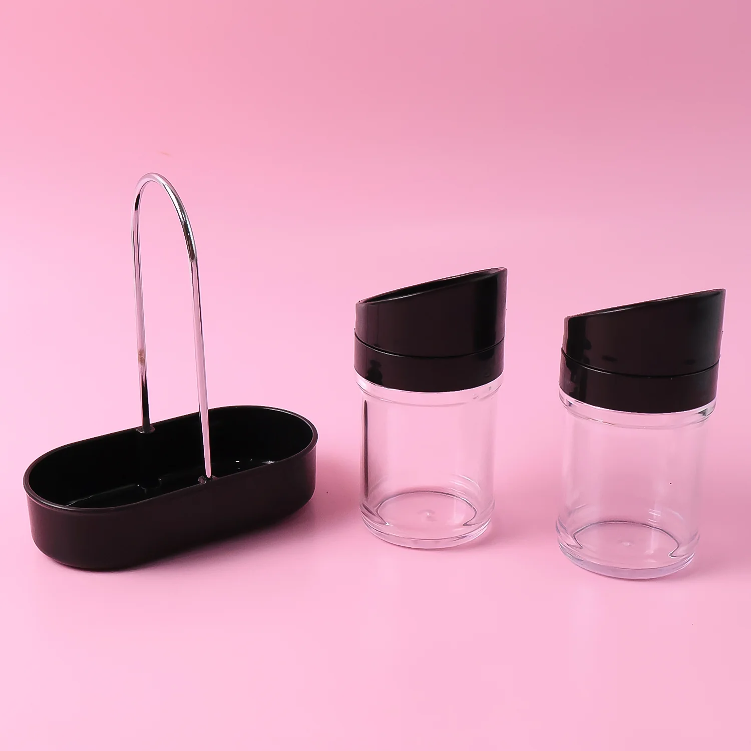 Apex Helix Salt N' Pepper 2-Piece Plastic Jar Set with Stand - Image 6