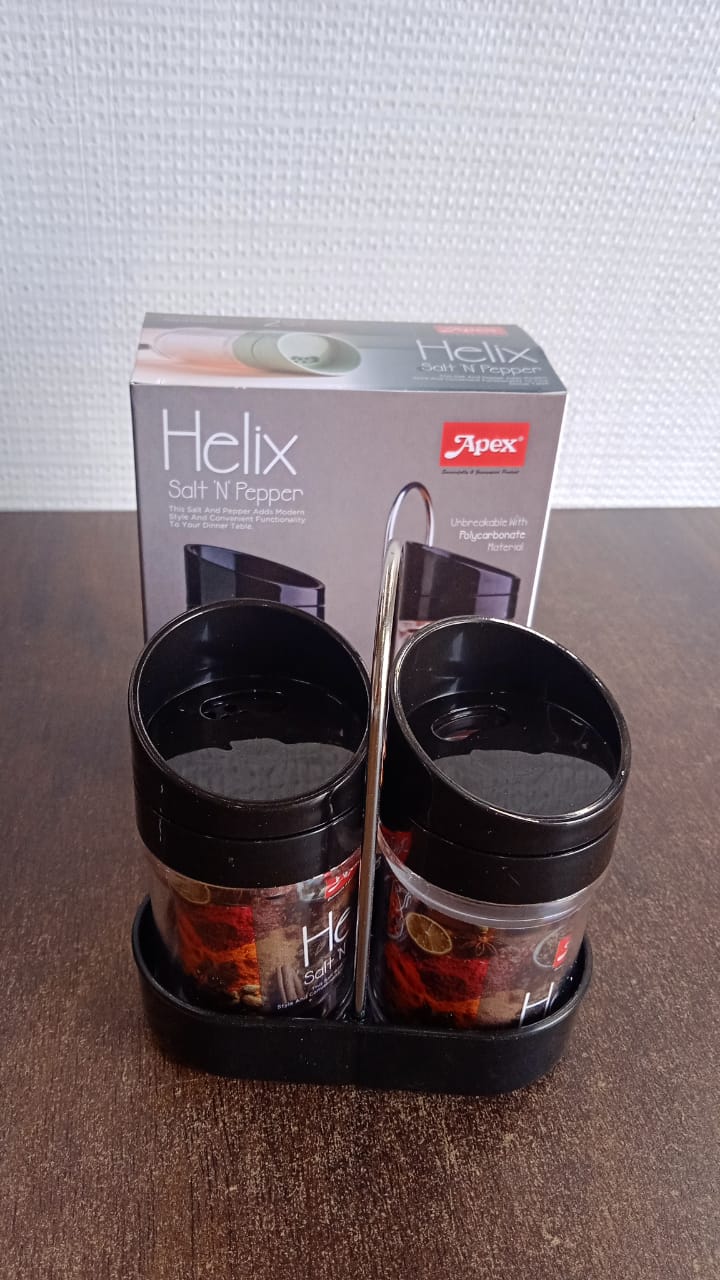 Apex Helix Salt N' Pepper 2-Piece Plastic Jar Set with Stand - Image 7