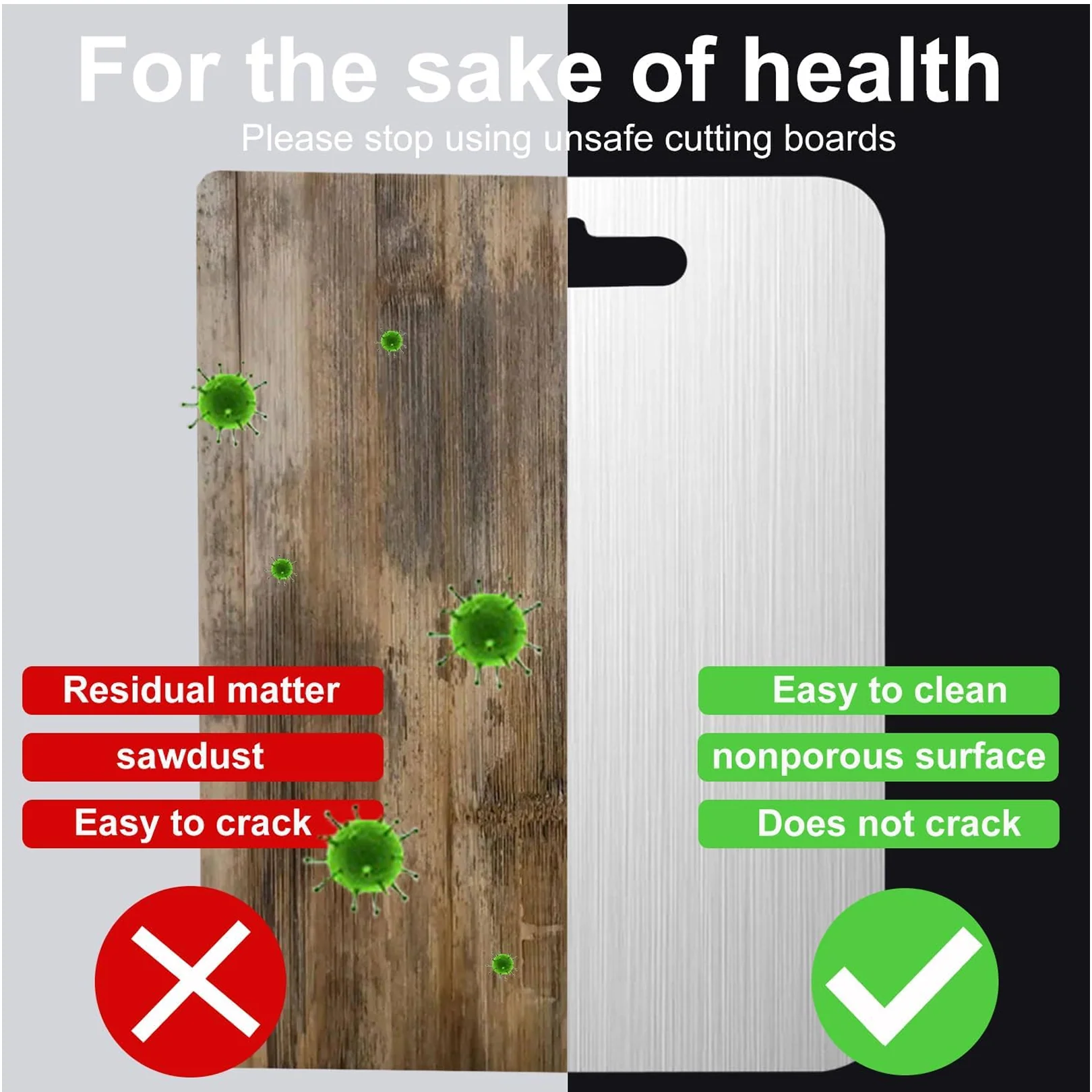 Apex Large Stainless Steel Multipurpose Chopping & Cutting Board (260x360mm / 1 Pc) - Image 2