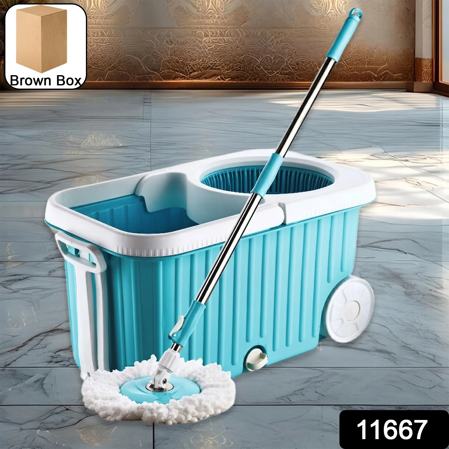 Apex Magic 360° Spin Mop Cleaning System with Stainless Steel Spinner - Image 2