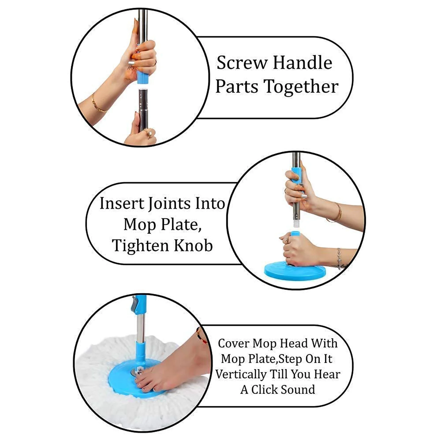 Apex Magic Spin Mop Cleaning Set with Dual Chamber Bucket & Wheels - Image 7