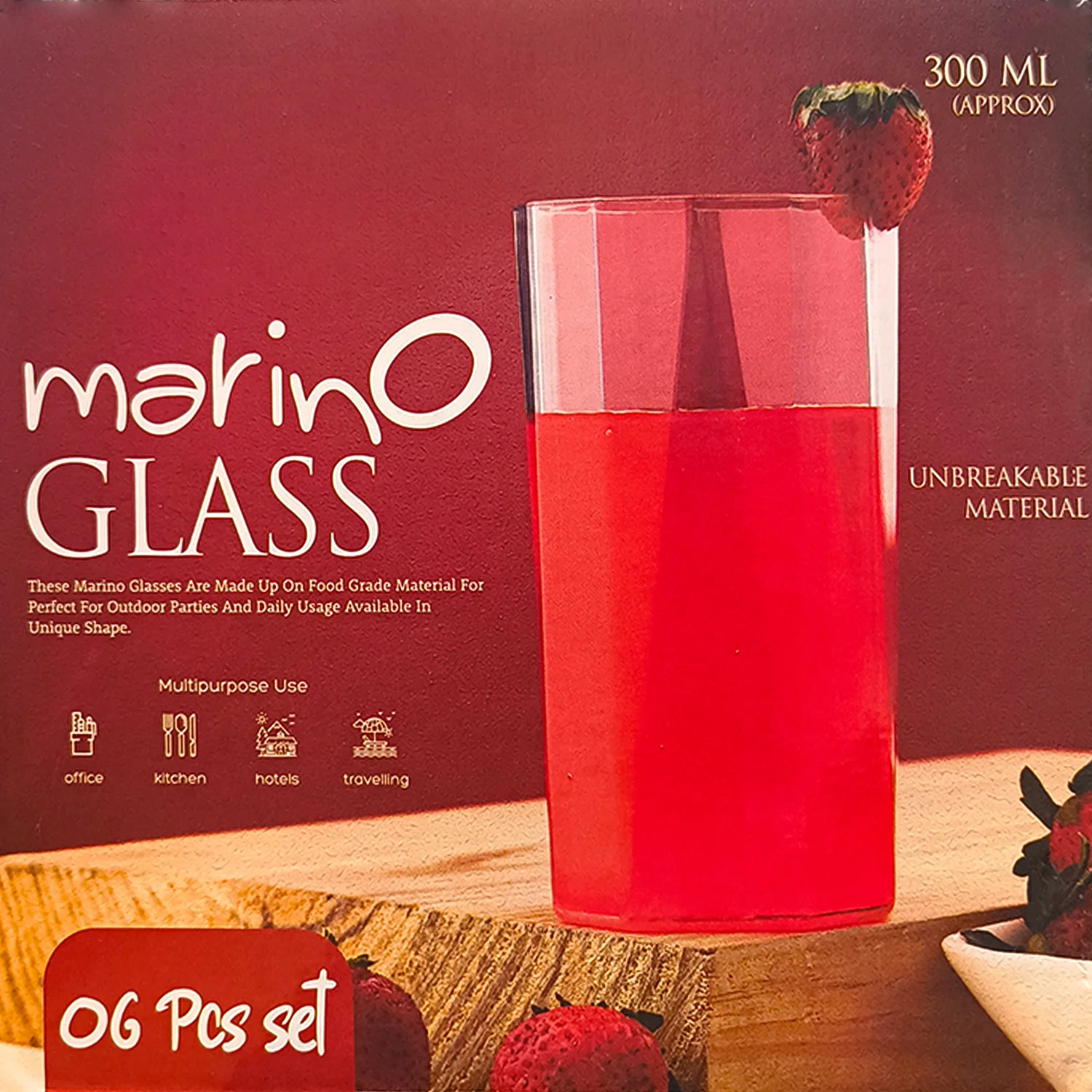 Apex Merino N’ Glass Unbreakable Plastic Drinking Glass Set (6Pc/300ml) Approx - Image 6