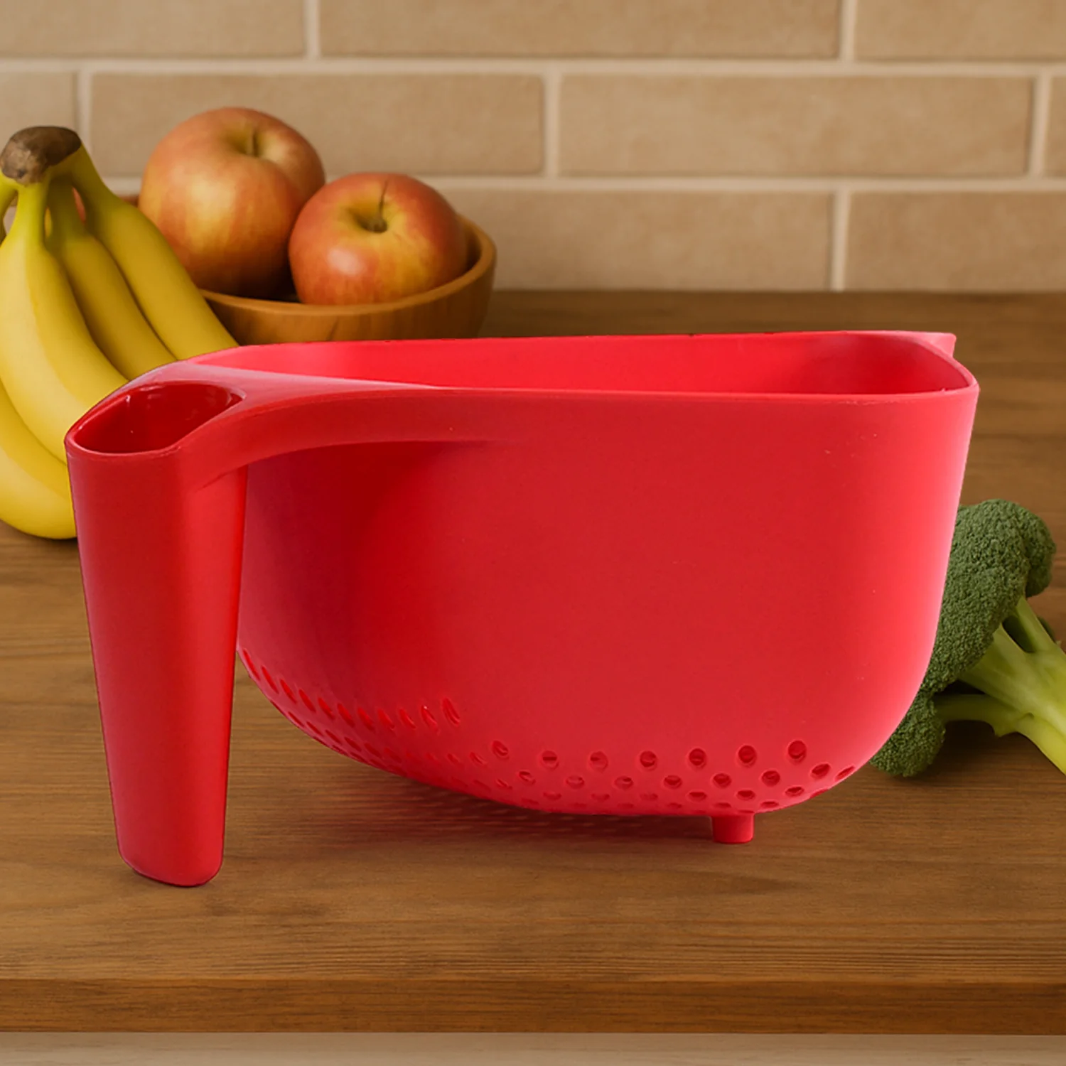 Apex Multi-Functional Plastic Strainer Bowl with Ergonomic Handle (1 Pc) - Image 6