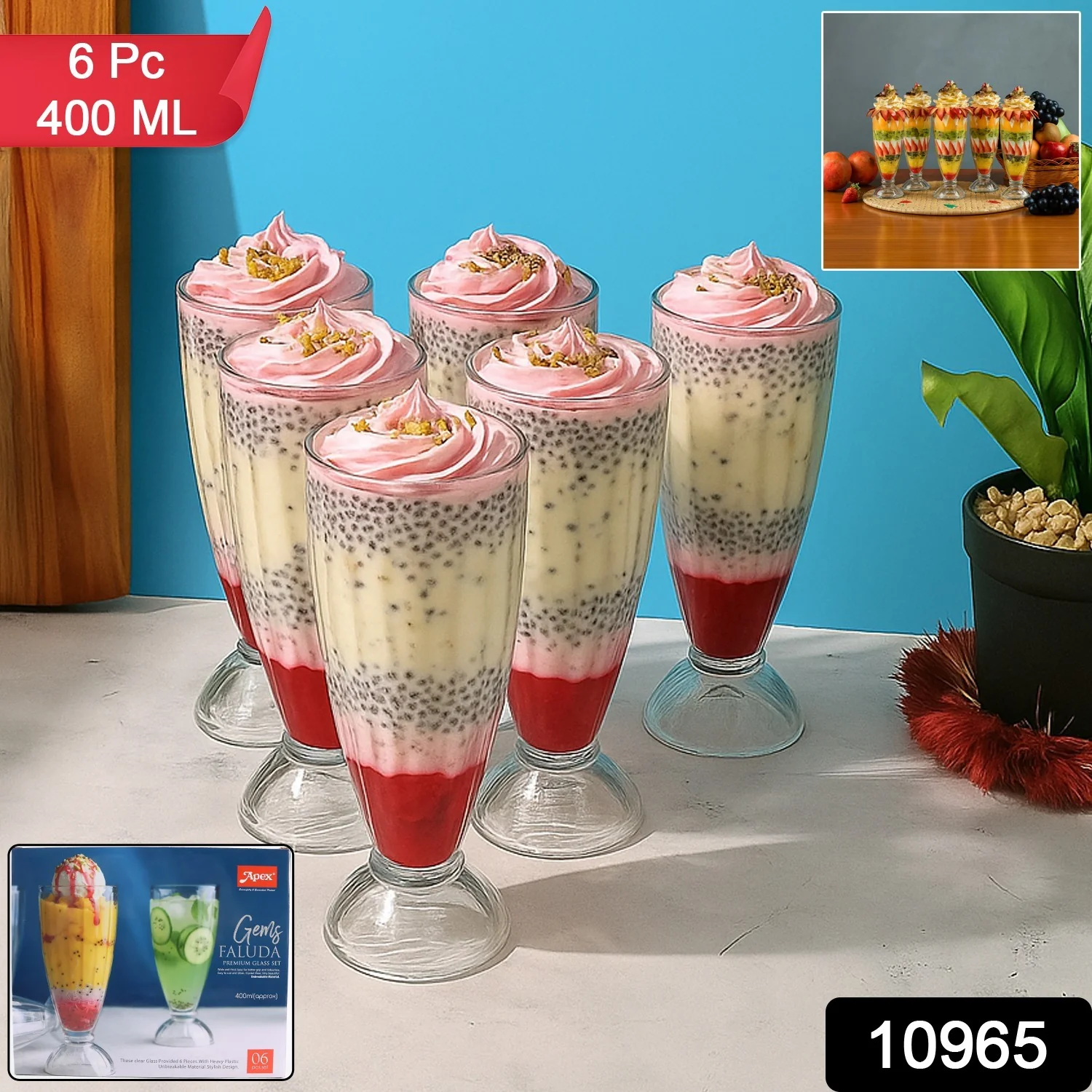 Apex Premium Dessert & Falooda Glasses (Approx 400ML / 6 Pc) - Image 2
