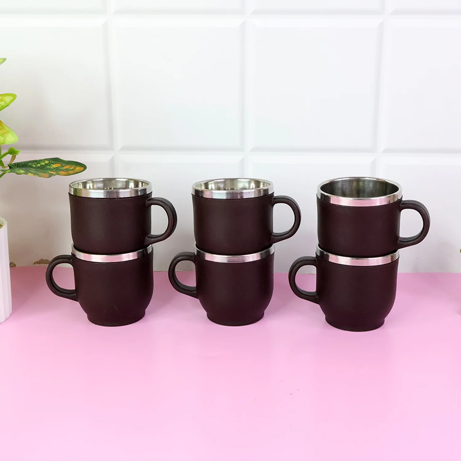 Apex Premium Double Wall Stainless Steel Cappuccino Mug Gift Set (6 Pc / 100 ML) - Image 7