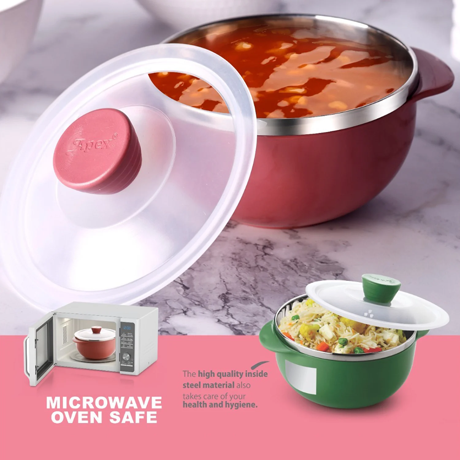 Apex Premium Plastic Serving Bowl Set with Lids (2 Pc) - Image 6