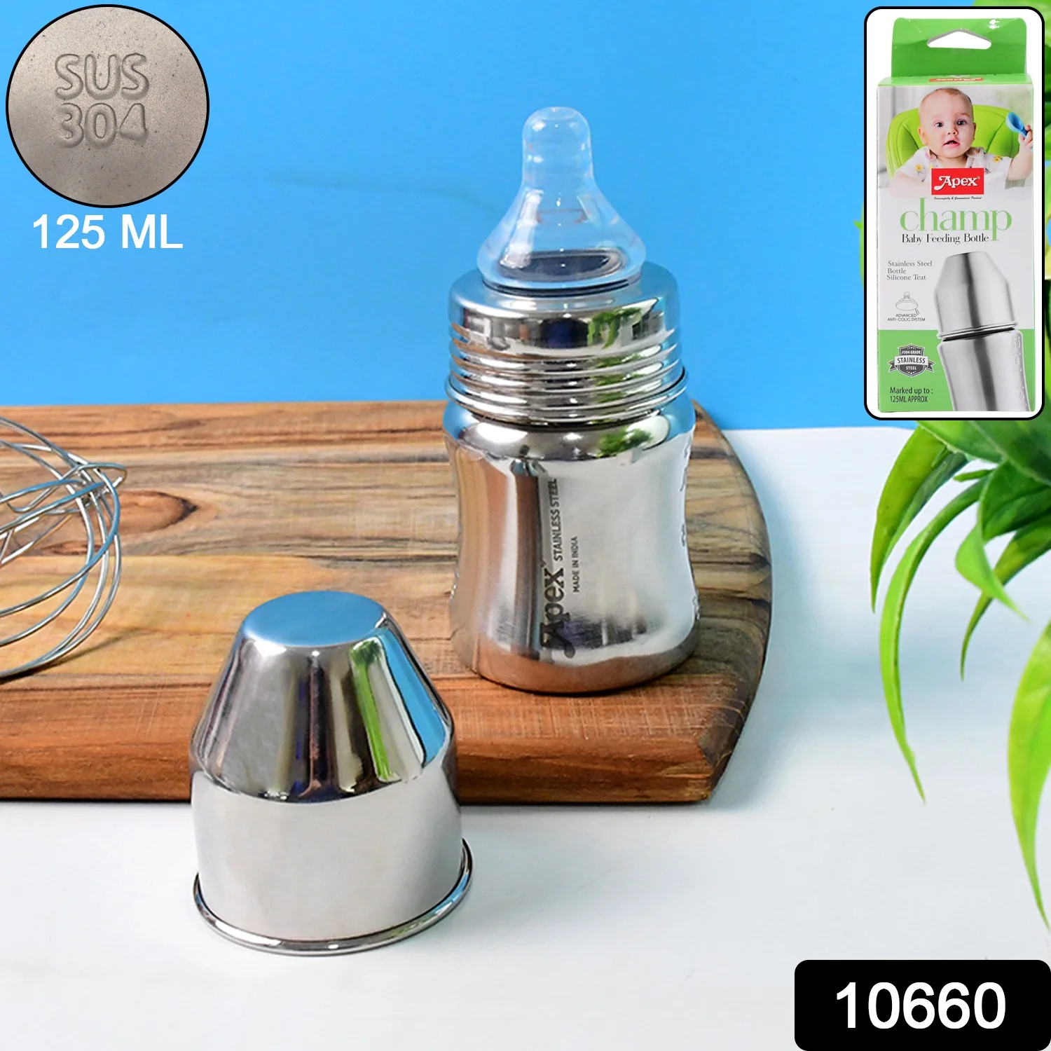 Apex Premium Stainless Steel Baby Feeding Bottle (125 ML / 1 Pc) - Image 2
