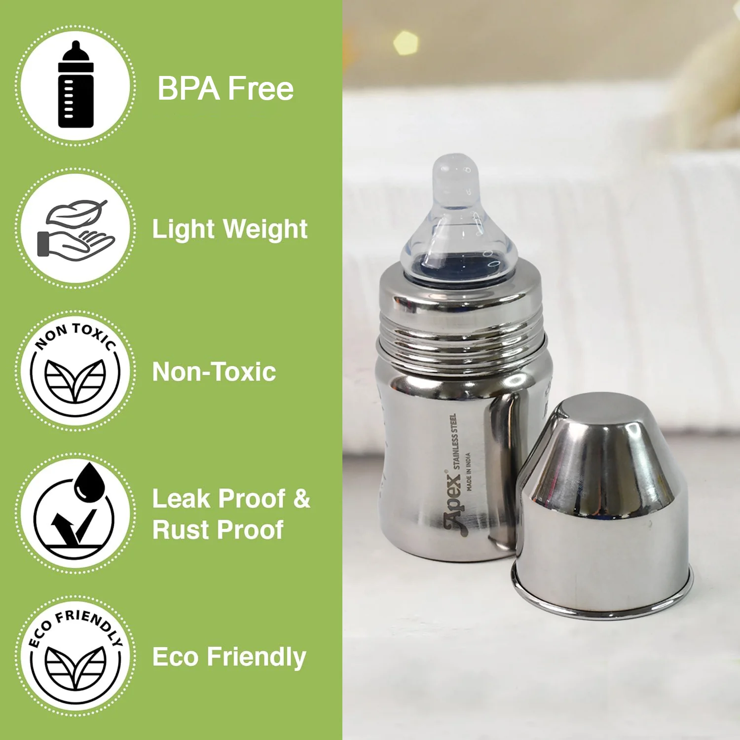 Apex Premium Stainless Steel Baby Feeding Bottle (125 ML / 1 Pc) - Image 8