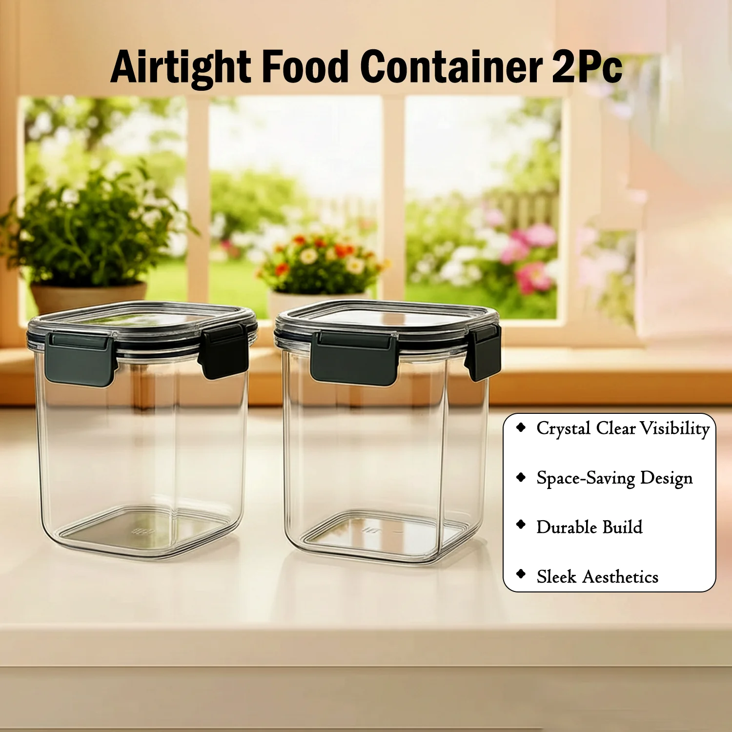 Apex Press N’ Lock Airtight Food Storage Container Set (2Pc/900ml) Approx - Image 4