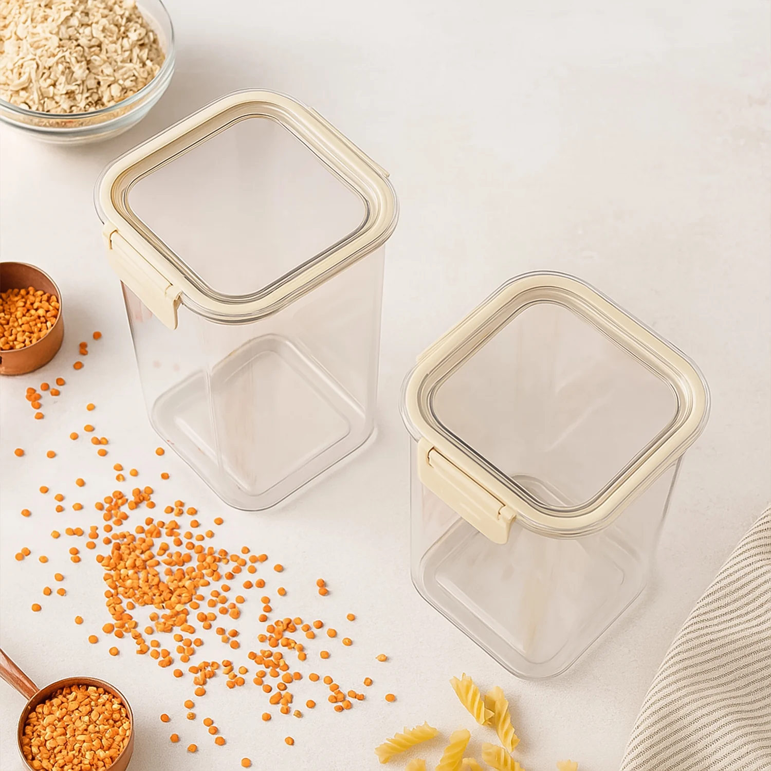 Apex Press N’ Lock Airtight Kitchen Storage Container Set (2Pc/1400ml) Approx - Image 4