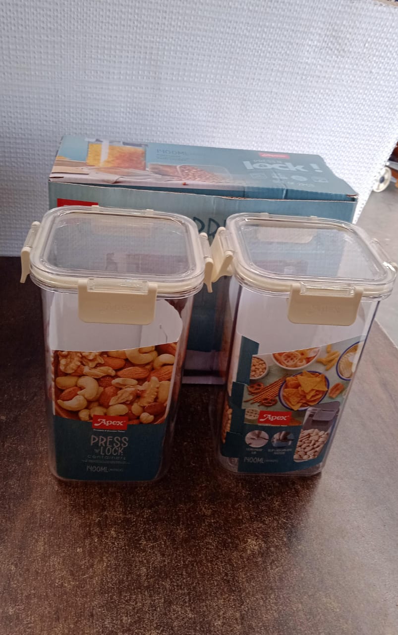 Apex Press N’ Lock Airtight Kitchen Storage Container Set (2Pc/1400ml) Approx - Image 7