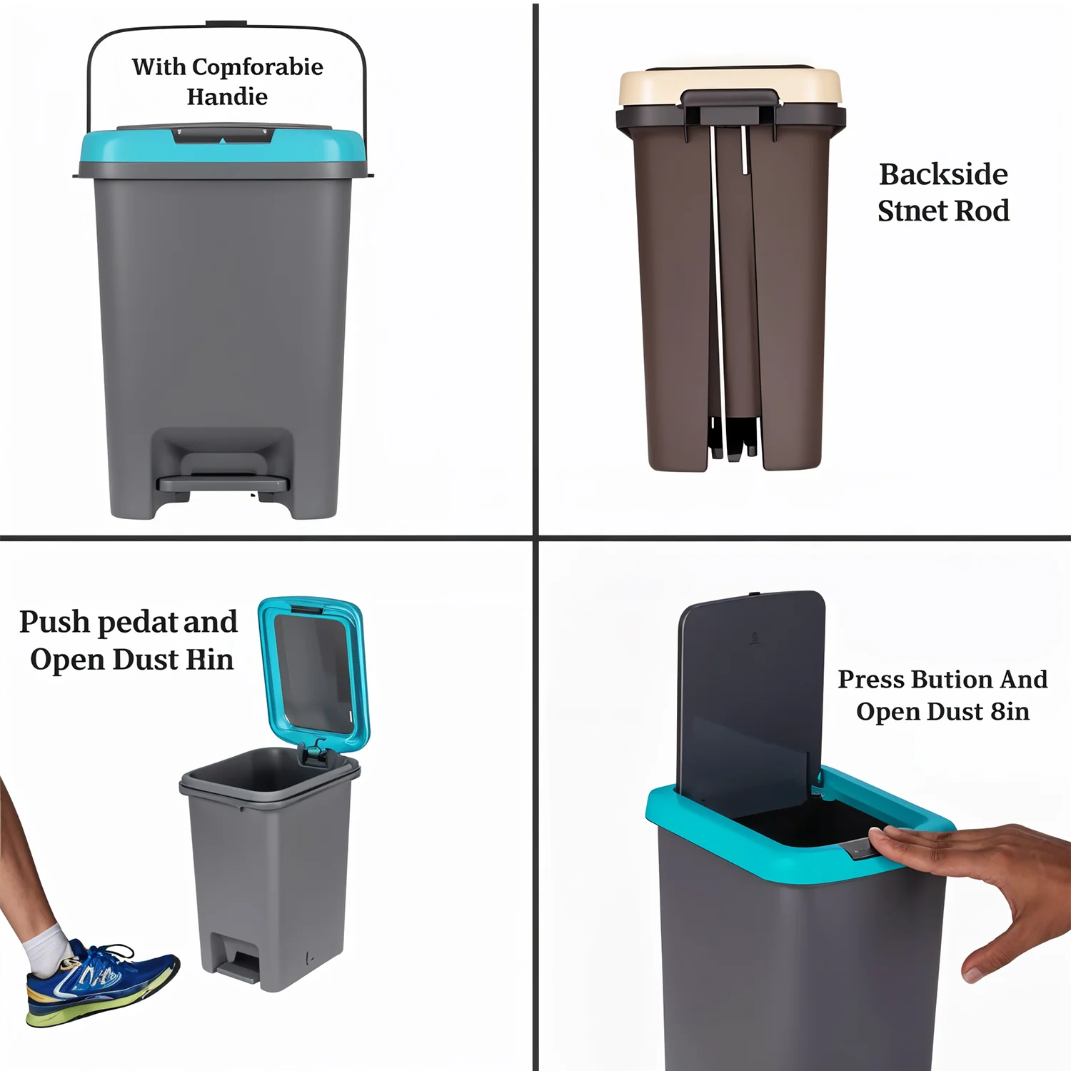 Apex Push N Pedal Plastic Dustbin 10L Capacity (1 Pc) - Image 7