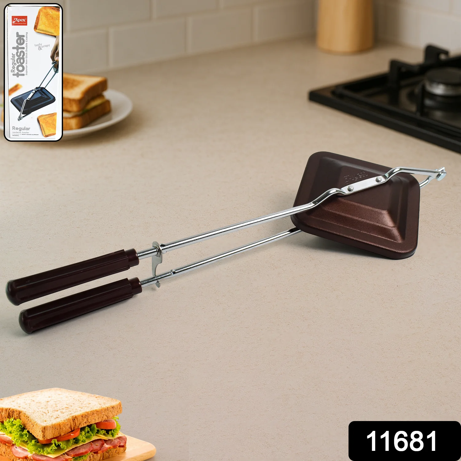 Apex Regular Non-Stick Flame-Based Sandwich Toaster - Image 2