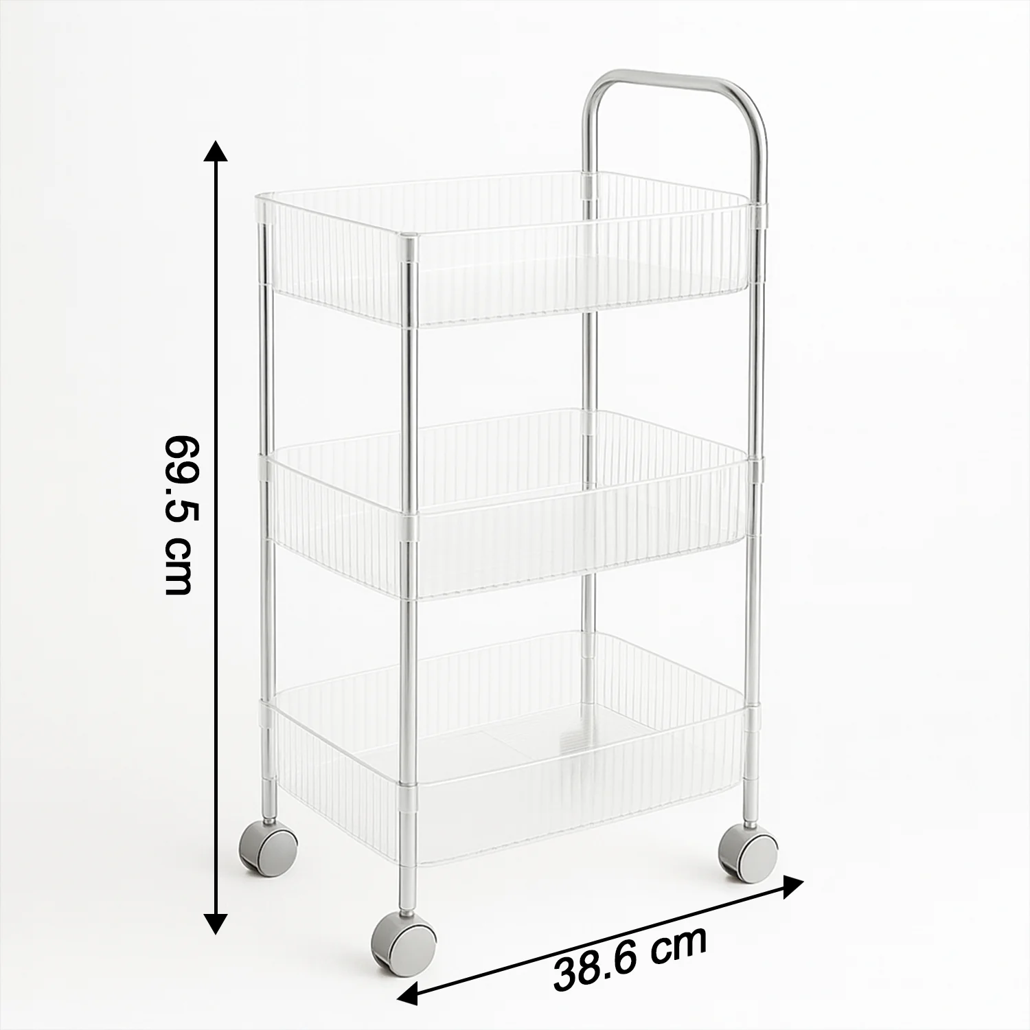 Apex Sapphire 3-Layer Multipurpose Storage Trolley with Wheels - Image 6