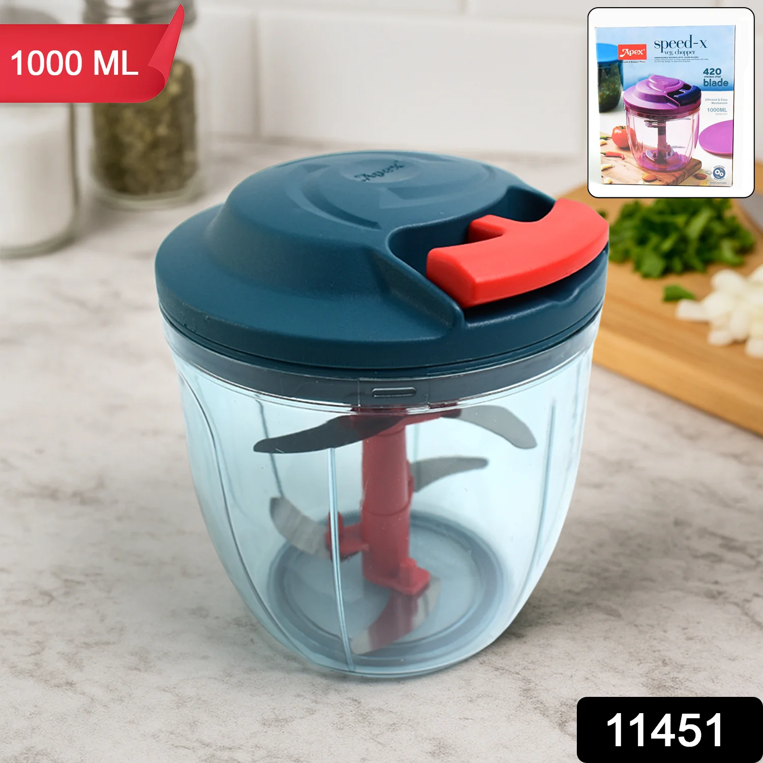 Apex Speed-X Hand-Powered Vegetable Chopper (1000 ML) - Image 2