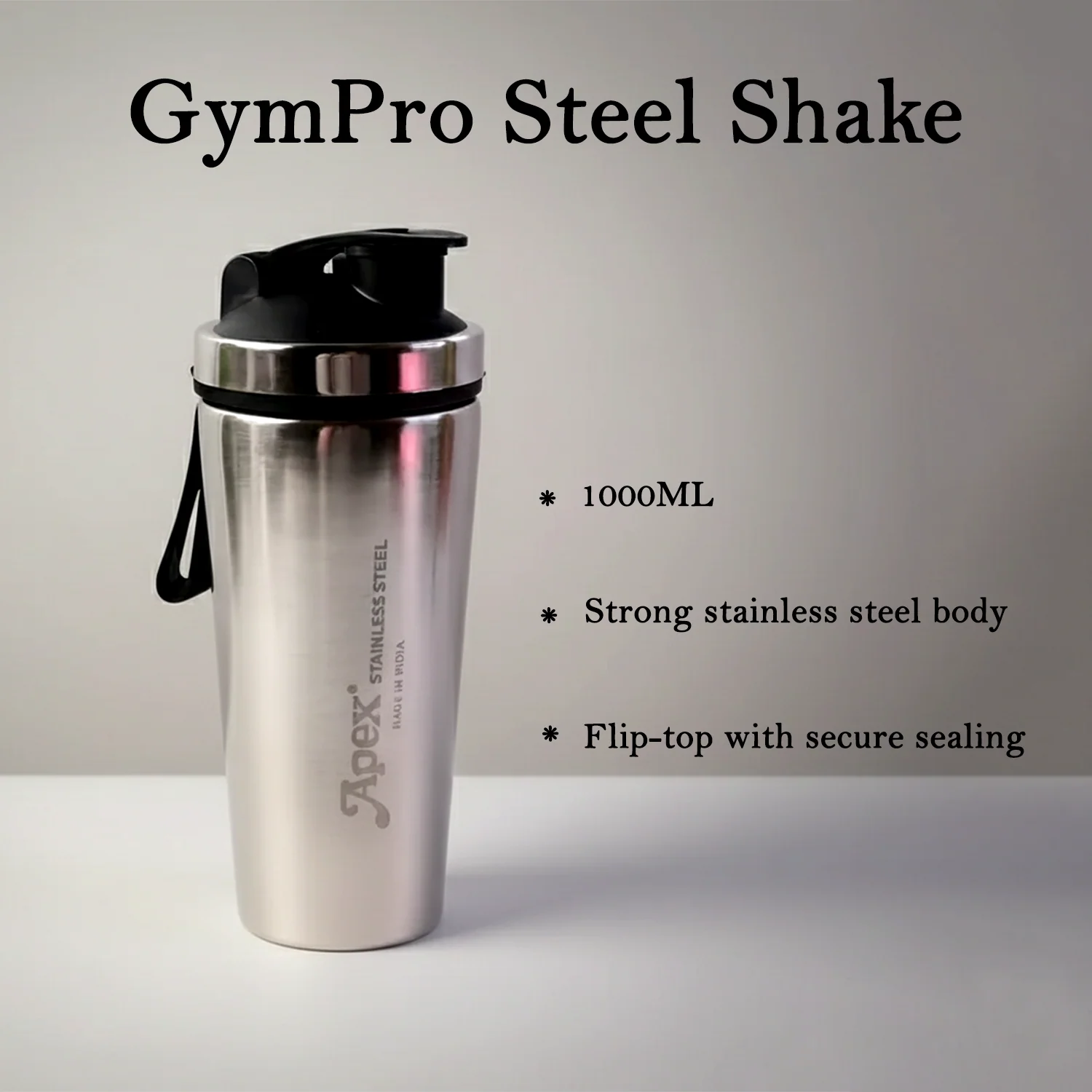 Apex Stainless Steel Gym Shaker Bottle and Spring (1000ML / 1 Pc) - Image 3