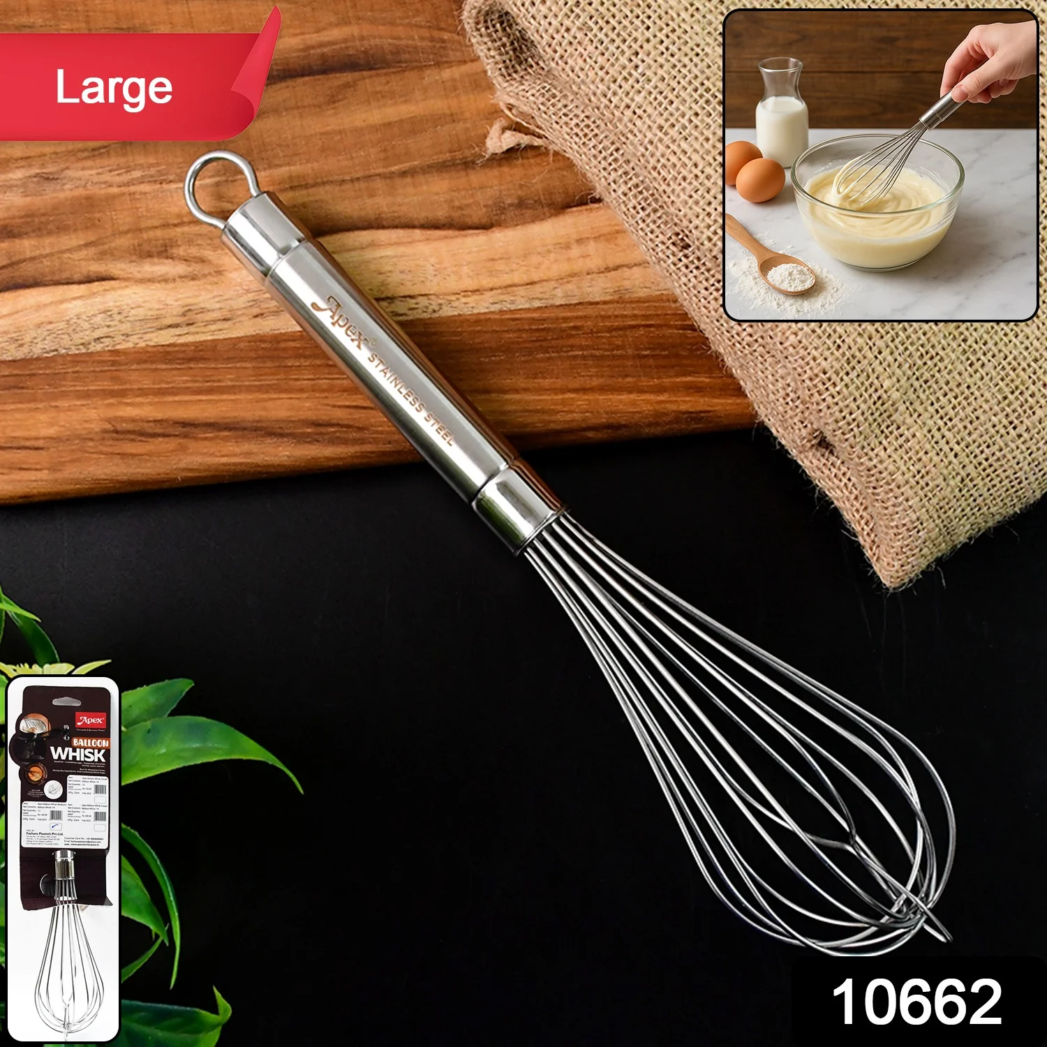 Apex Stainless Steel Large Hand Whisk (1 Pc) - Image 2