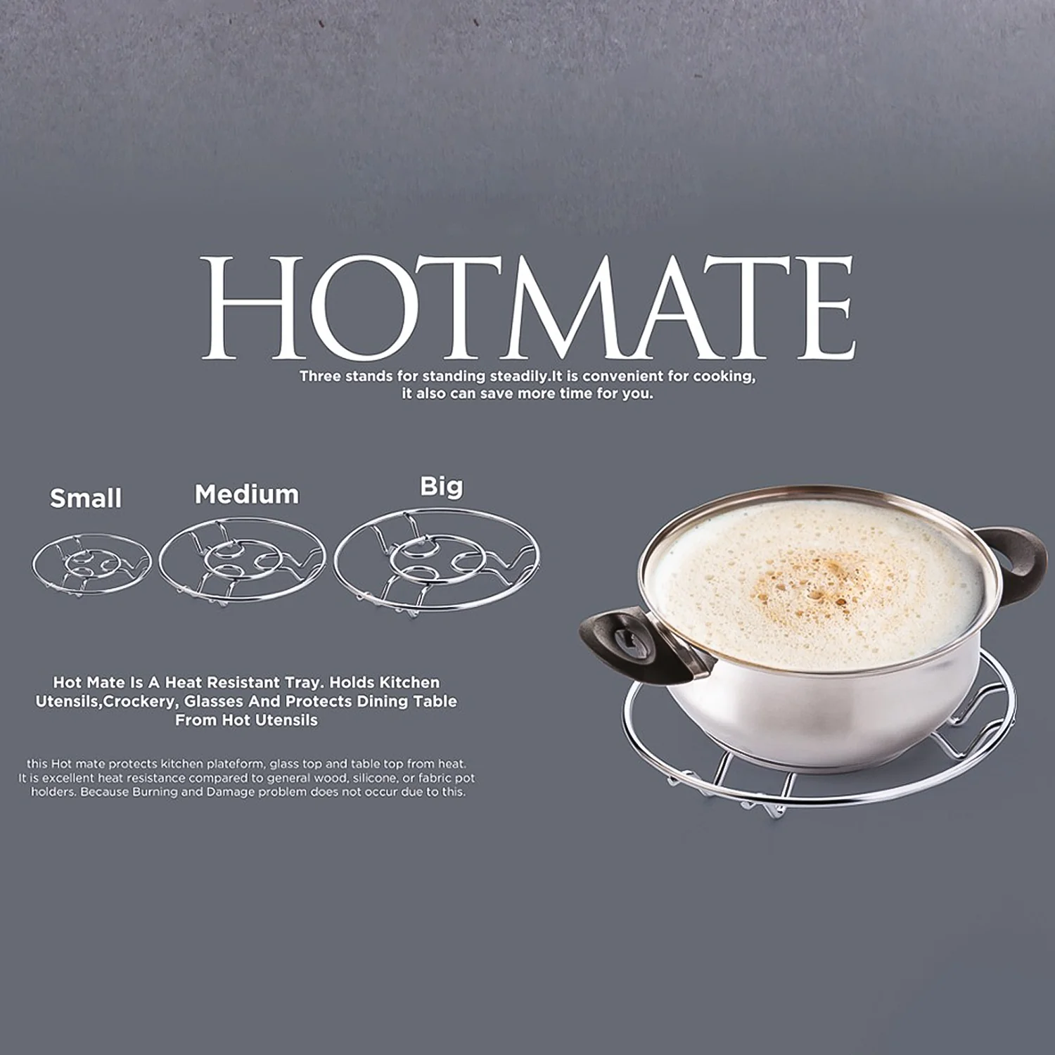Apex Stainless Steel Wire Hotmate Trivet Stand Set of 3 - Image 7