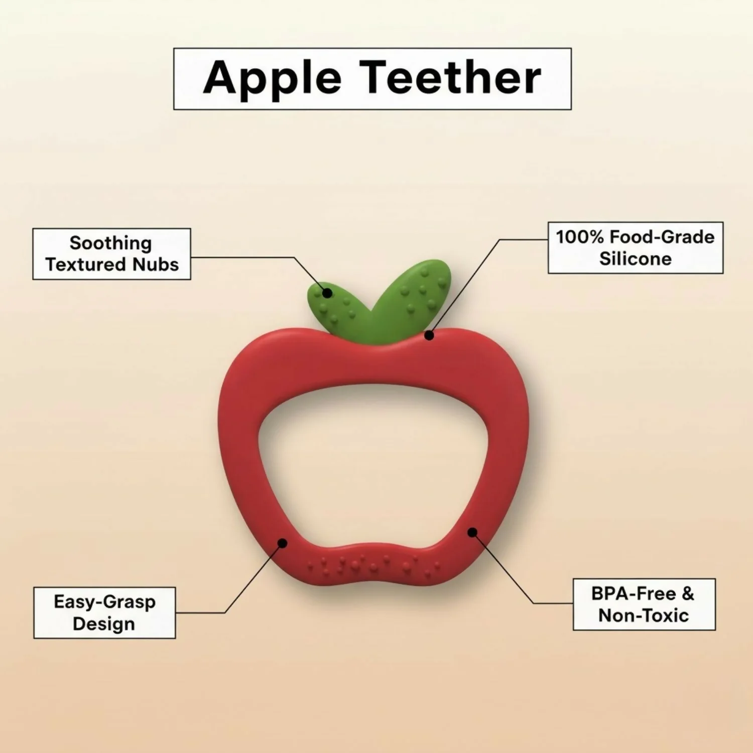 Apple shaped silicone baby teether - Image 3