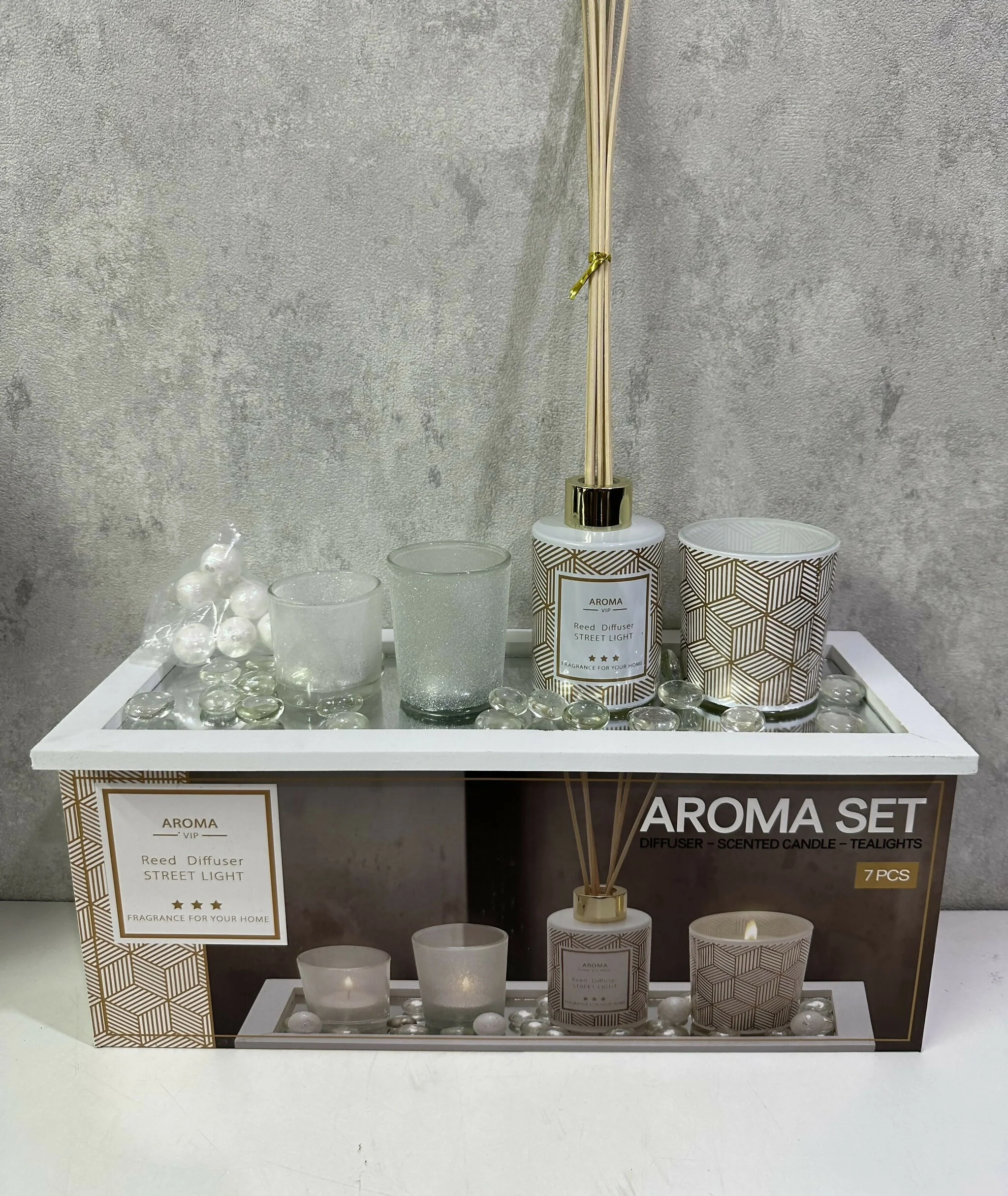 Aroma Premium 7-Piece Reed Diffuser & Scented Candle Gift Set | Home Fragrance Decor with Glass Tealight Holders | Relaxing Aromatherapy Set for Living Room, Bedroom & Office | Elegant Gifting Box for All Occasions - Image 4