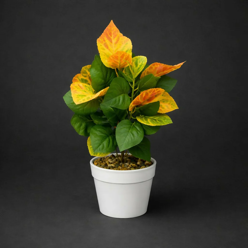 Artificial Decorative Leaf Plant with Pot for Home & Office Table Décor - Image 3