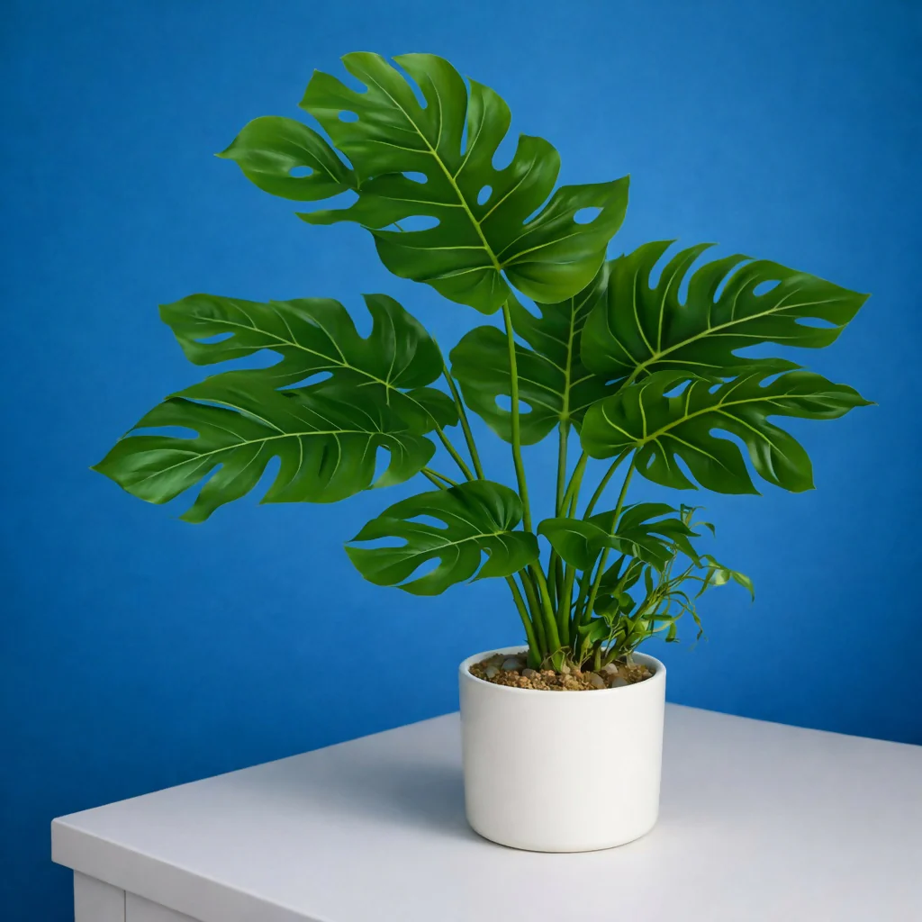 Artificial Monstera Leaf Plant with Pot for Home & Office Table Décor - Image 2